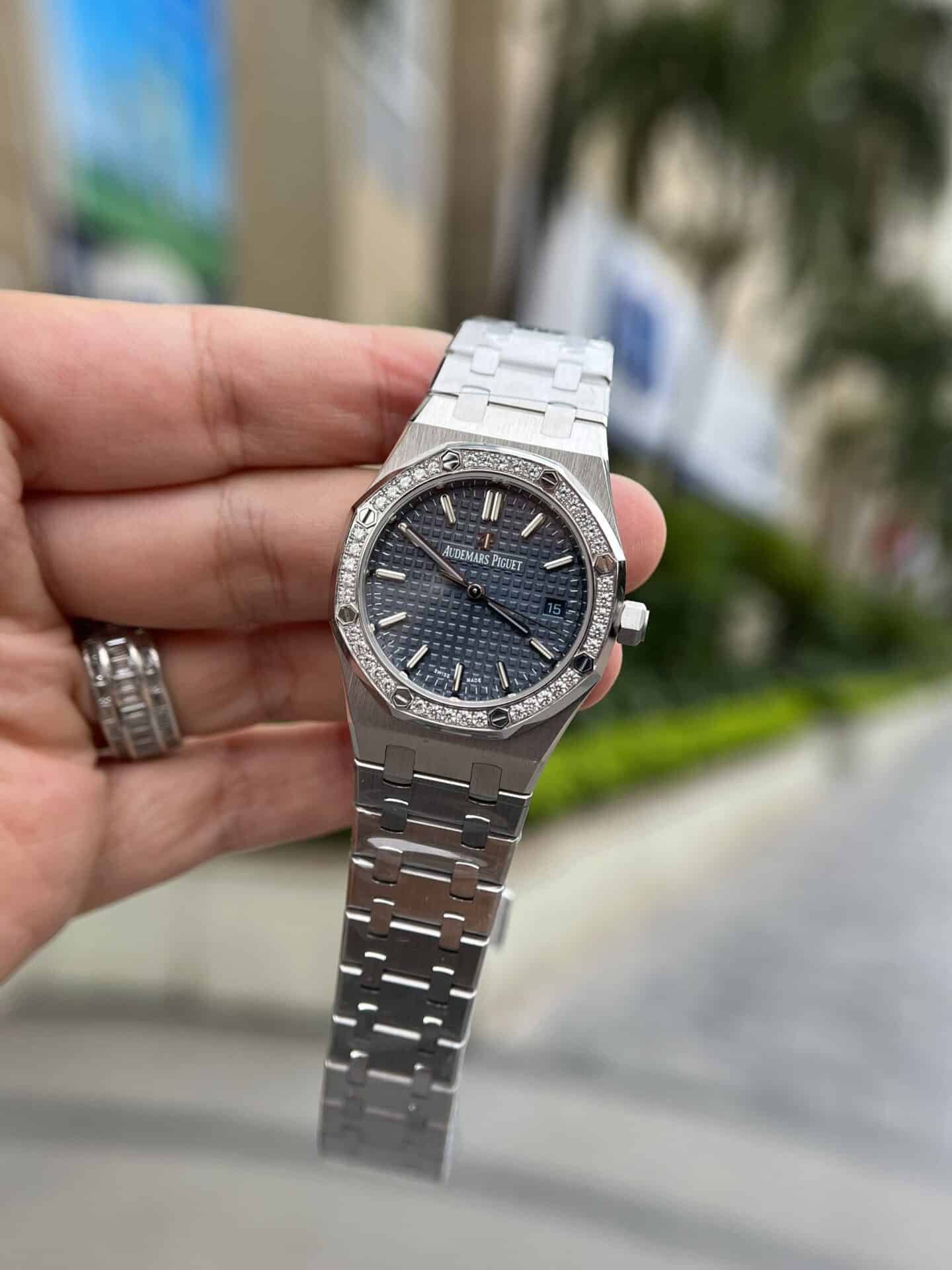 Audemars Piguet Royal Oak 77351ST Blue Dial Diamond Bezel Replica 34mm - 图片 4