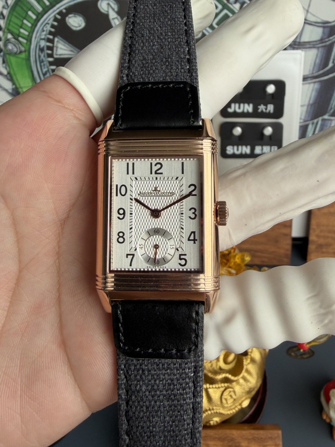 Jaeger-LeCoultre Reverso Classic Duoface Small Seconds Q3842520 Rose Gold Silver & Black Dial Best Replica JJF 47×28.3mm