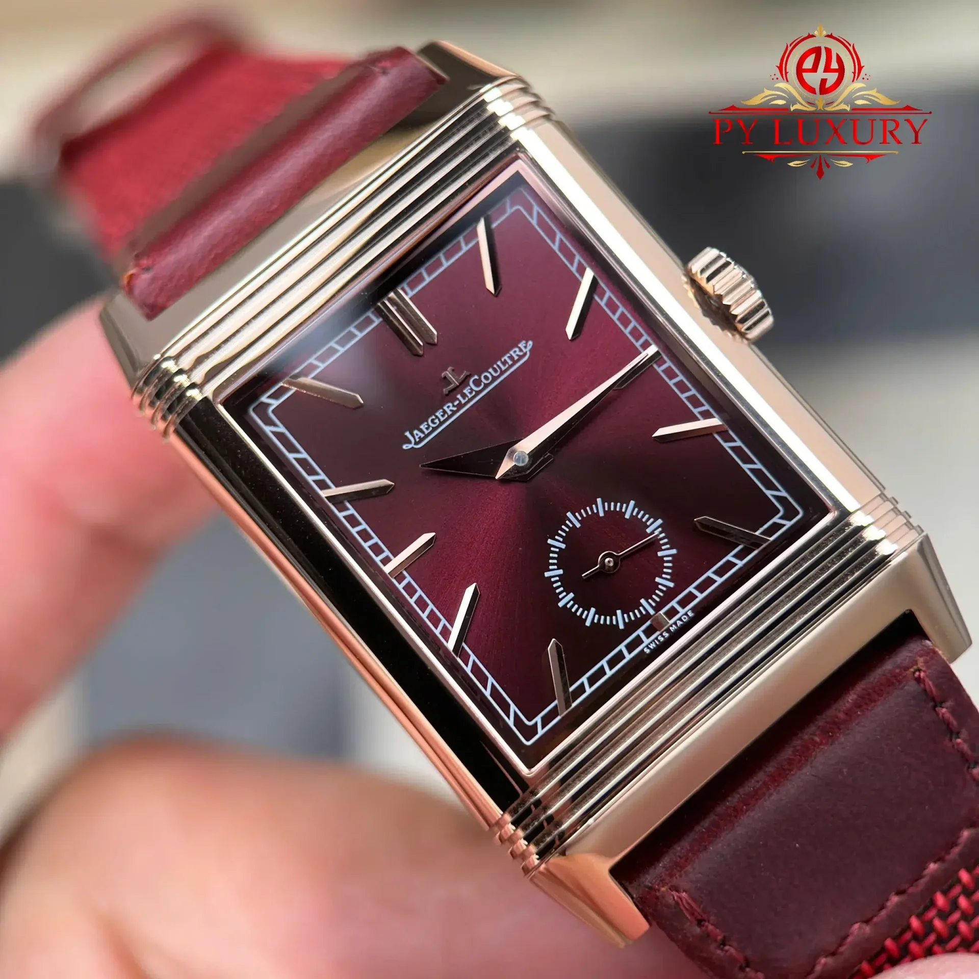 Jaeger-LeCoultre Reverso Tribute Duoface Q398256J Rose Gold Burgundy Red & Silvered Grey Dial Best Replica JJF 47×28.3mm - 图片 2