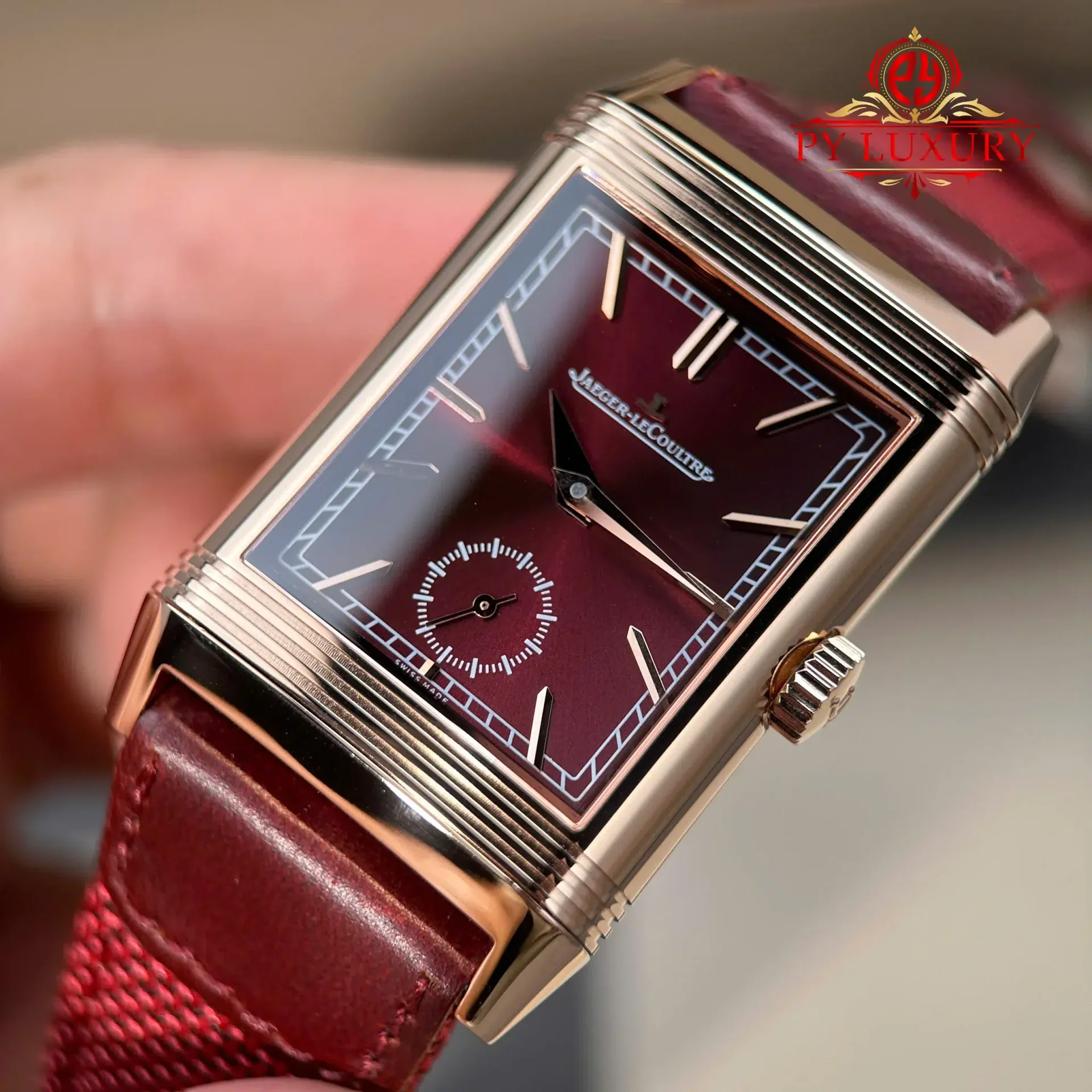 Jaeger-LeCoultre Reverso Tribute Duoface Q398256J Rose Gold Burgundy Red & Silvered Grey Dial Best Replica JJF 47×28.3mm - 图片 3