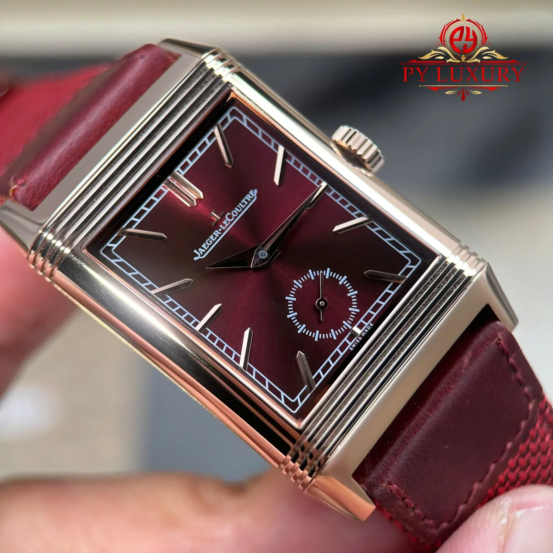 Jaeger-LeCoultre Reverso Tribute Duoface Q398256J Rose Gold Burgundy Red & Silvered Grey Dial Best Replica JJF 47×28.3mm - 图片 4