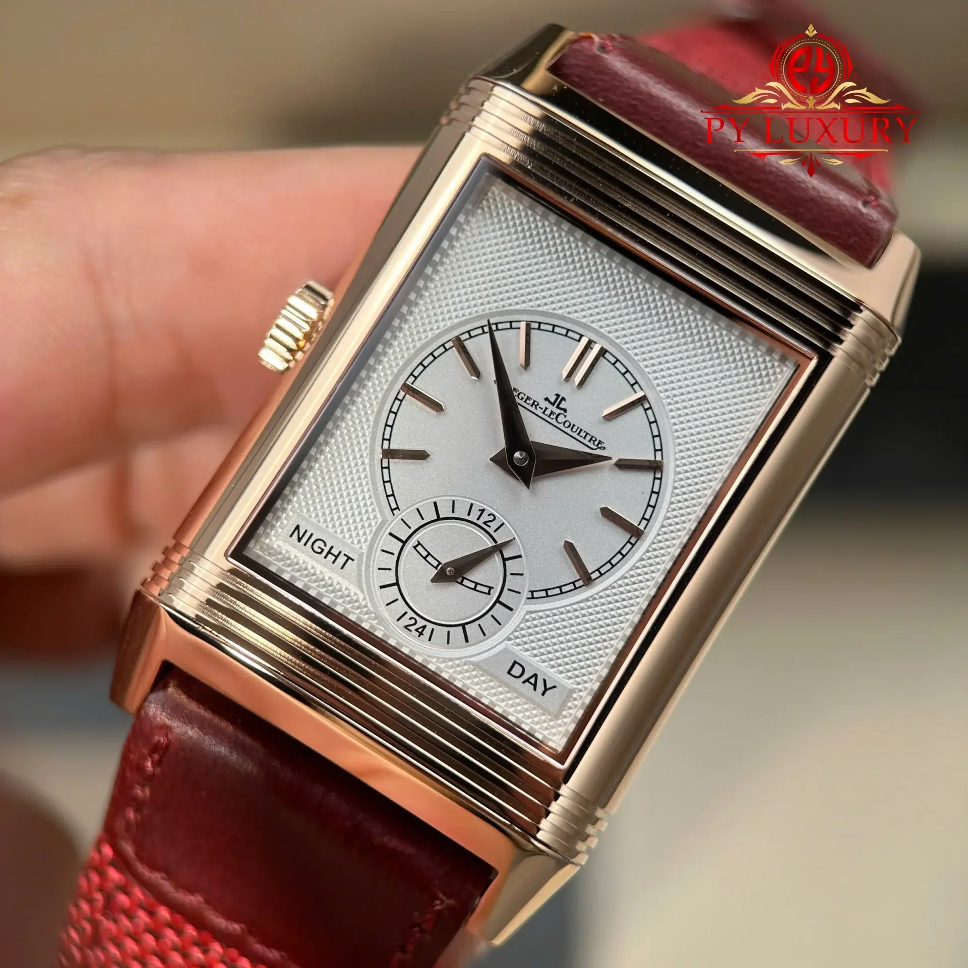 Jaeger-LeCoultre Reverso Tribute Duoface Q398256J Rose Gold Burgundy Red & Silvered Grey Dial Best Replica JJF 47×28.3mm - 图片 6