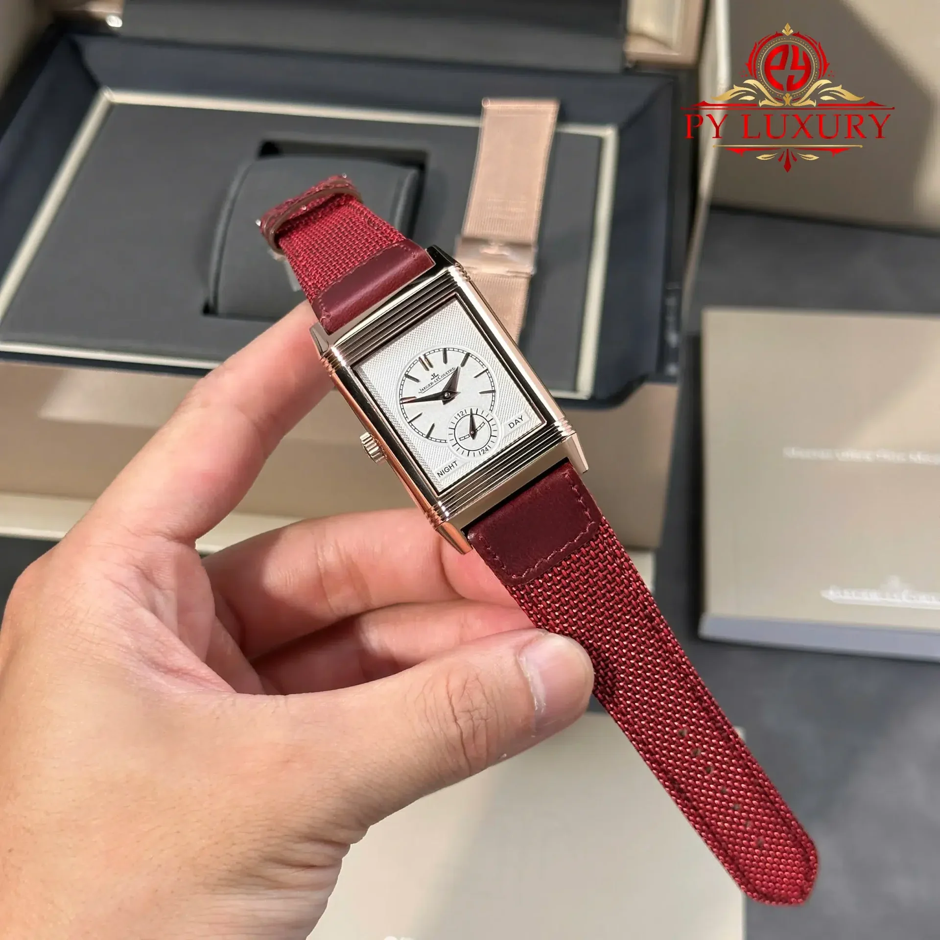 Jaeger-LeCoultre Reverso Tribute Duoface Q398256J Rose Gold Burgundy Red & Silvered Grey Dial Best Replica JJF 47×28.3mm - 图片 7