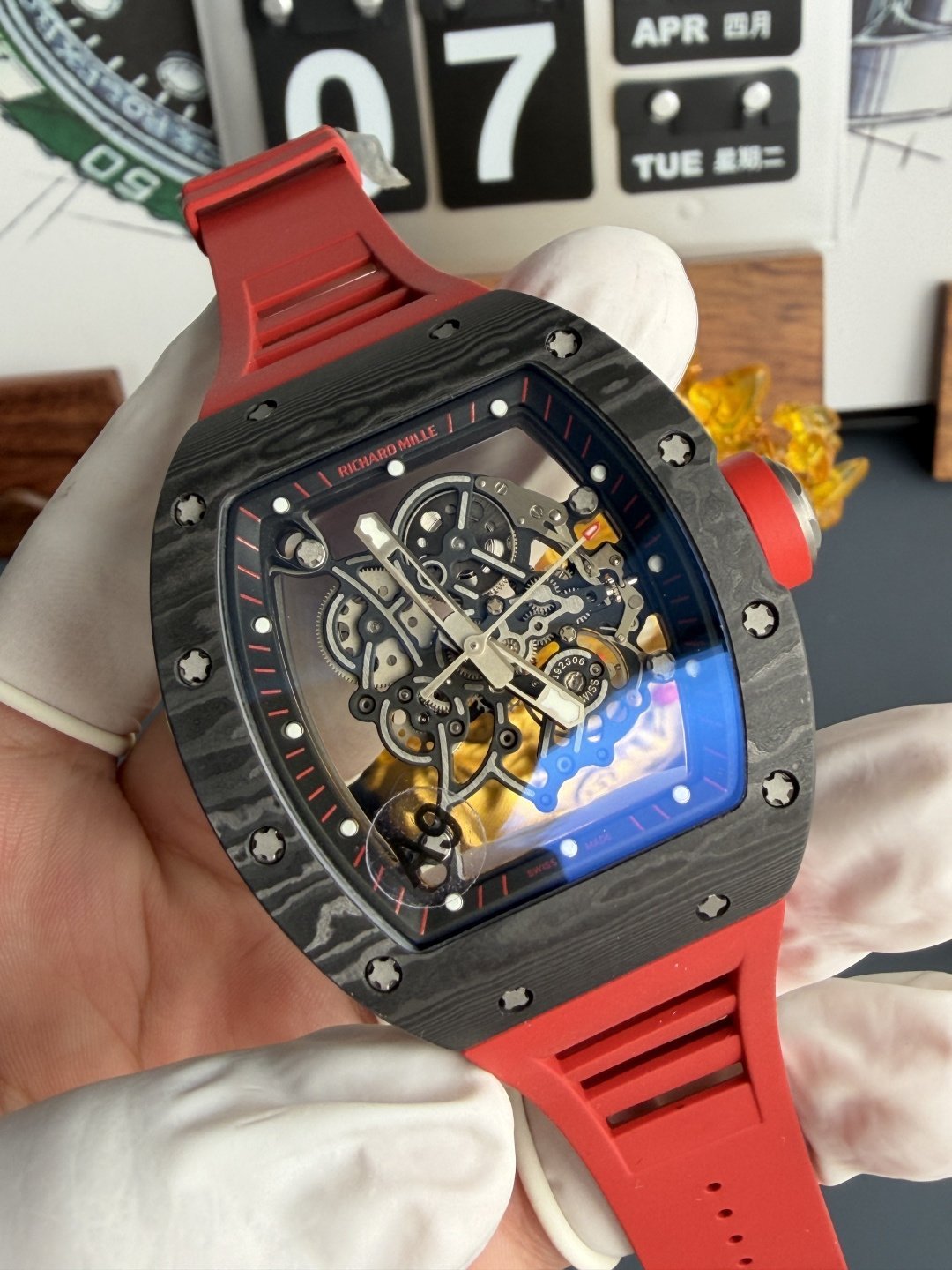 Richard Mille RM055 Bubba Watson Dark Legend Carbon NTPT Vaucher Movement 1:1 Super Clone A9F 42.7mm x 49.9mm (Free Sprung) - 图片 3