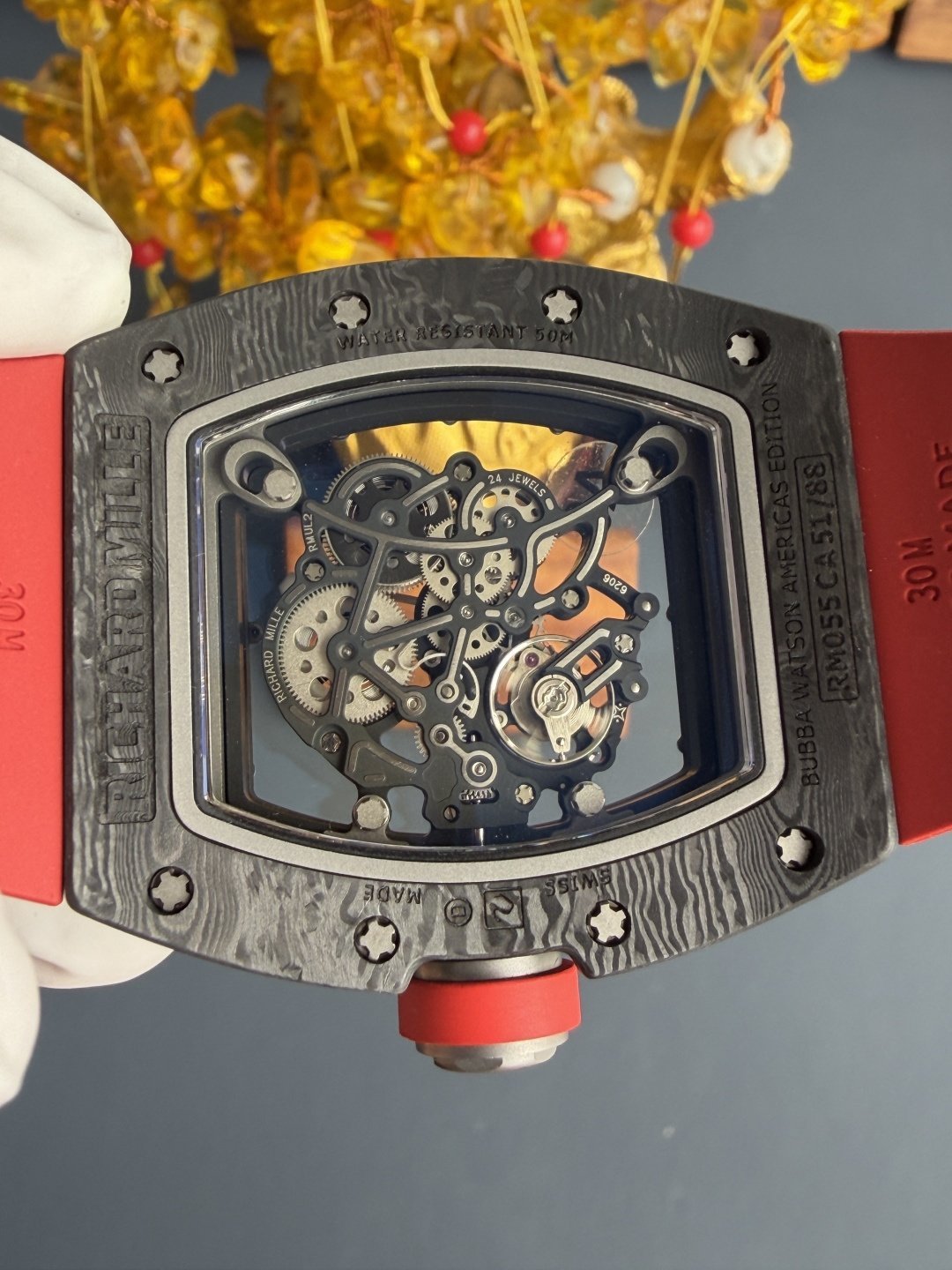Richard Mille RM055 Bubba Watson Dark Legend Carbon NTPT Vaucher Movement 1:1 Super Clone A9F 42.7mm x 49.9mm (Free Sprung) - 图片 9