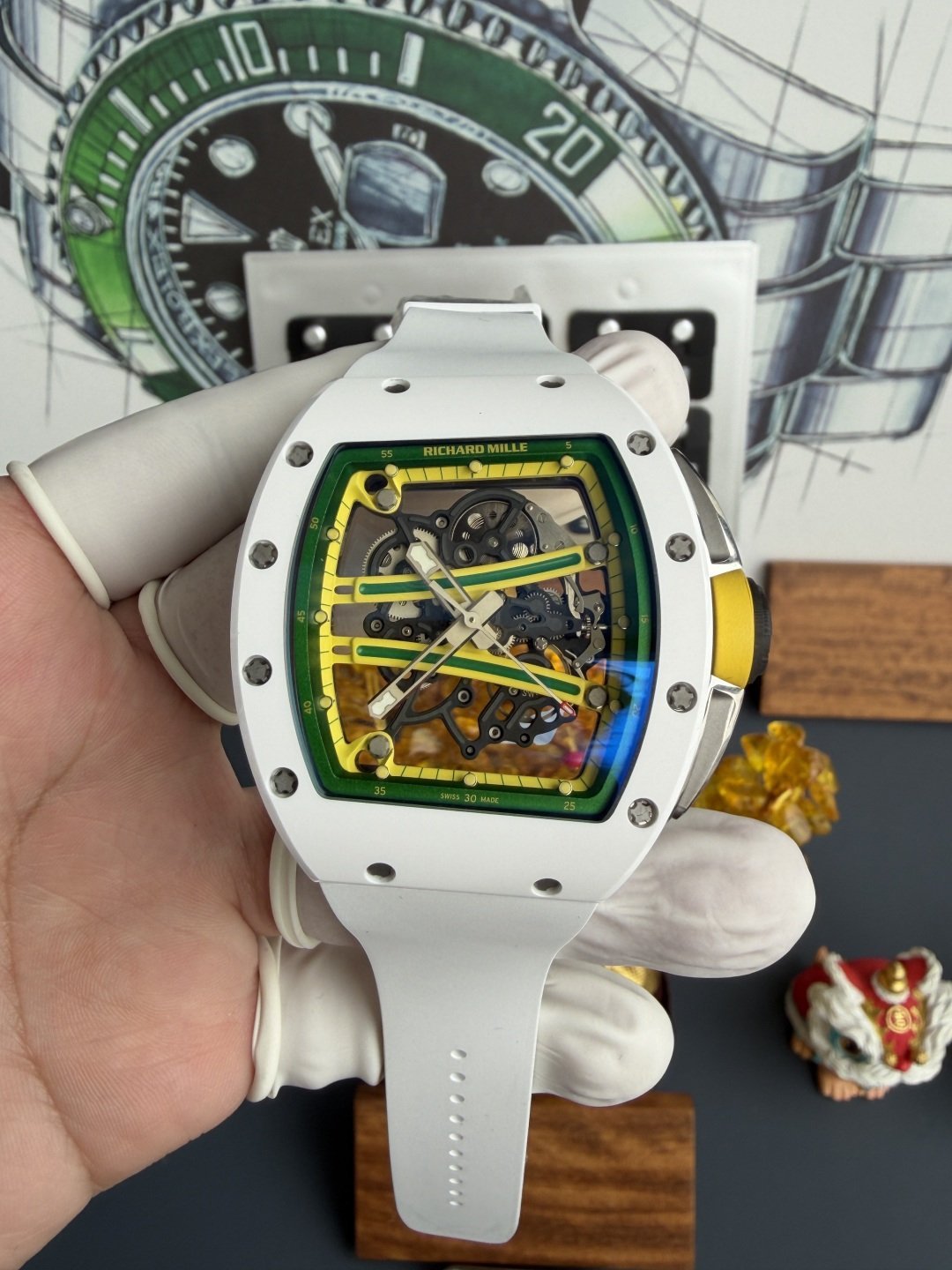 Richard Mille RM61-01 White Ceramic Asia Limited EditionVaucher Movement 1:1 Super Clone A9F 42.7mm x 50.23mm (Free Sprung)