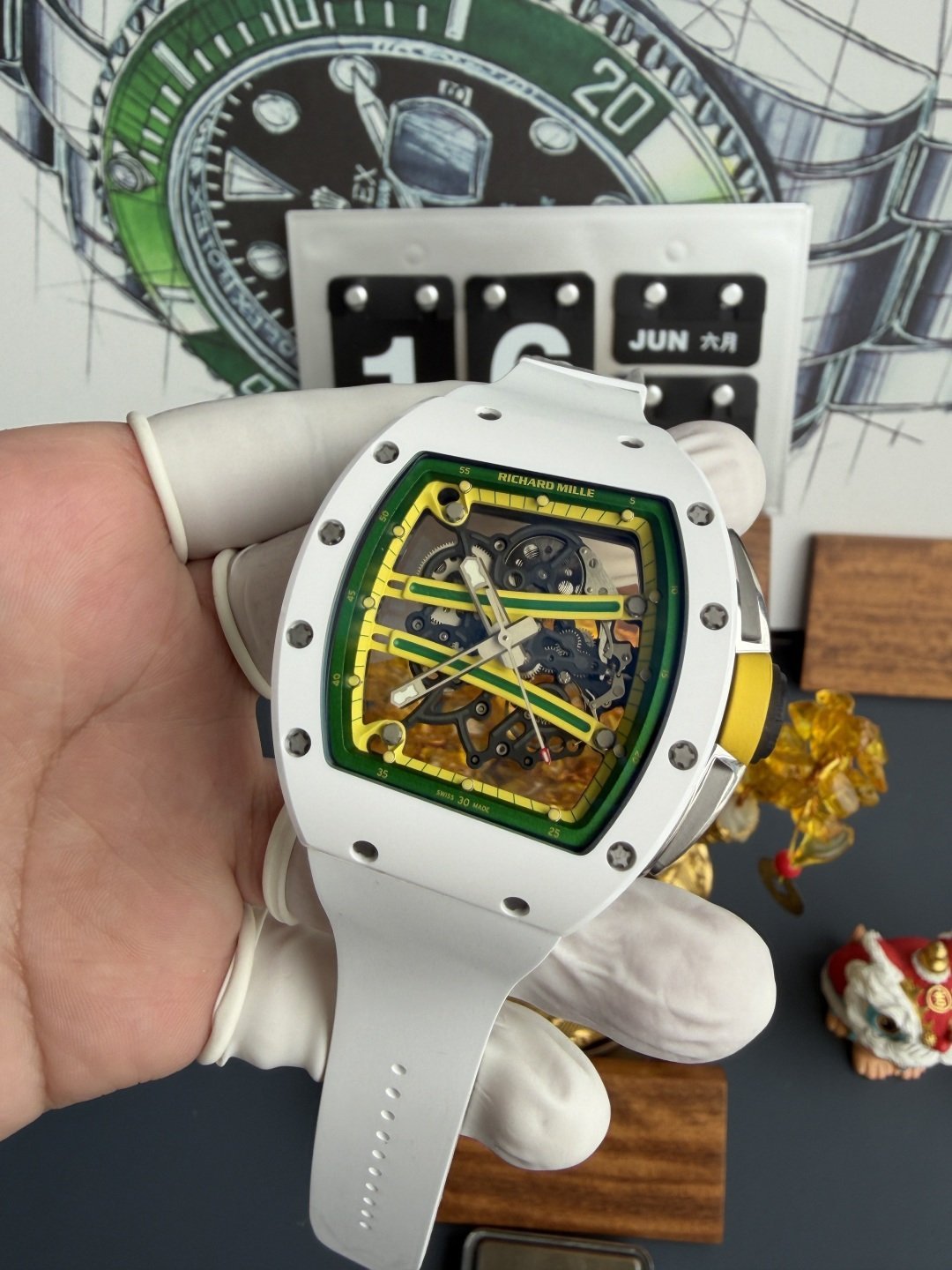 Richard Mille RM61-01 White Ceramic Asia Limited EditionVaucher Movement 1:1 Super Clone A9F 42.7mm x 50.23mm (Free Sprung) - 图片 2