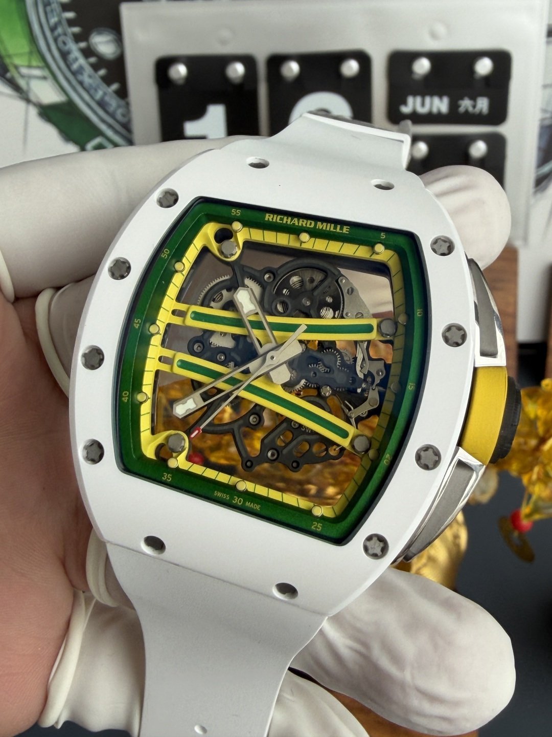 Richard Mille RM61-01 White Ceramic Asia Limited EditionVaucher Movement 1:1 Super Clone A9F 42.7mm x 50.23mm (Free Sprung) - 图片 4