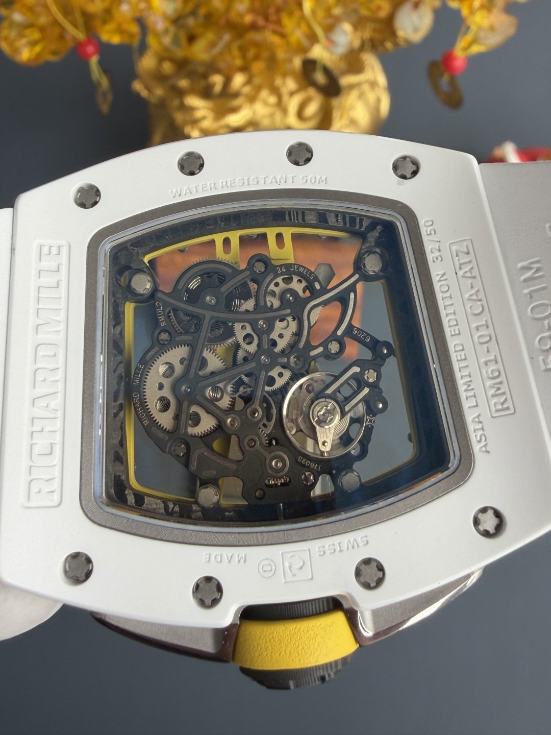 Richard Mille RM61-01 White Ceramic Asia Limited EditionVaucher Movement 1:1 Super Clone A9F 42.7mm x 50.23mm (Free Sprung) - 图片 8
