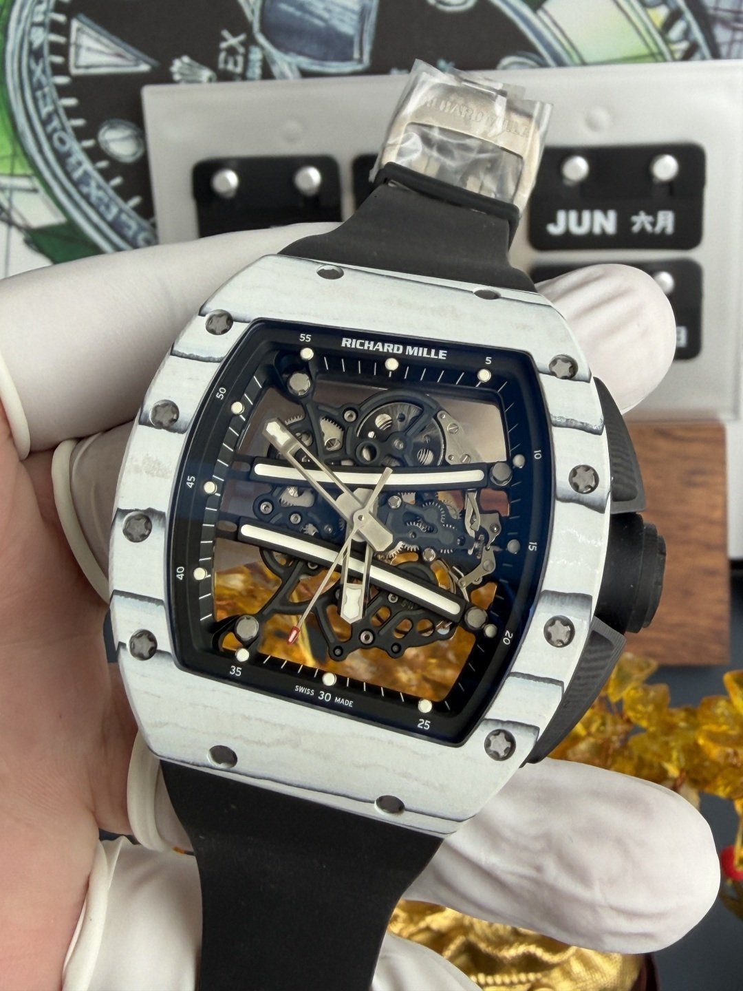Richard Mille RM61-01 Yohan Blake Ultimate Edition Vaucher Movement 1:1 Super Clone A9F 42.7mm x 50.23mm (Free Sprung) - 图片 5