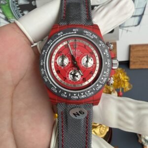 Avia Red Rolex DiW Daytona CarboQuartz Textile Strap Super Clone N6F 40mm