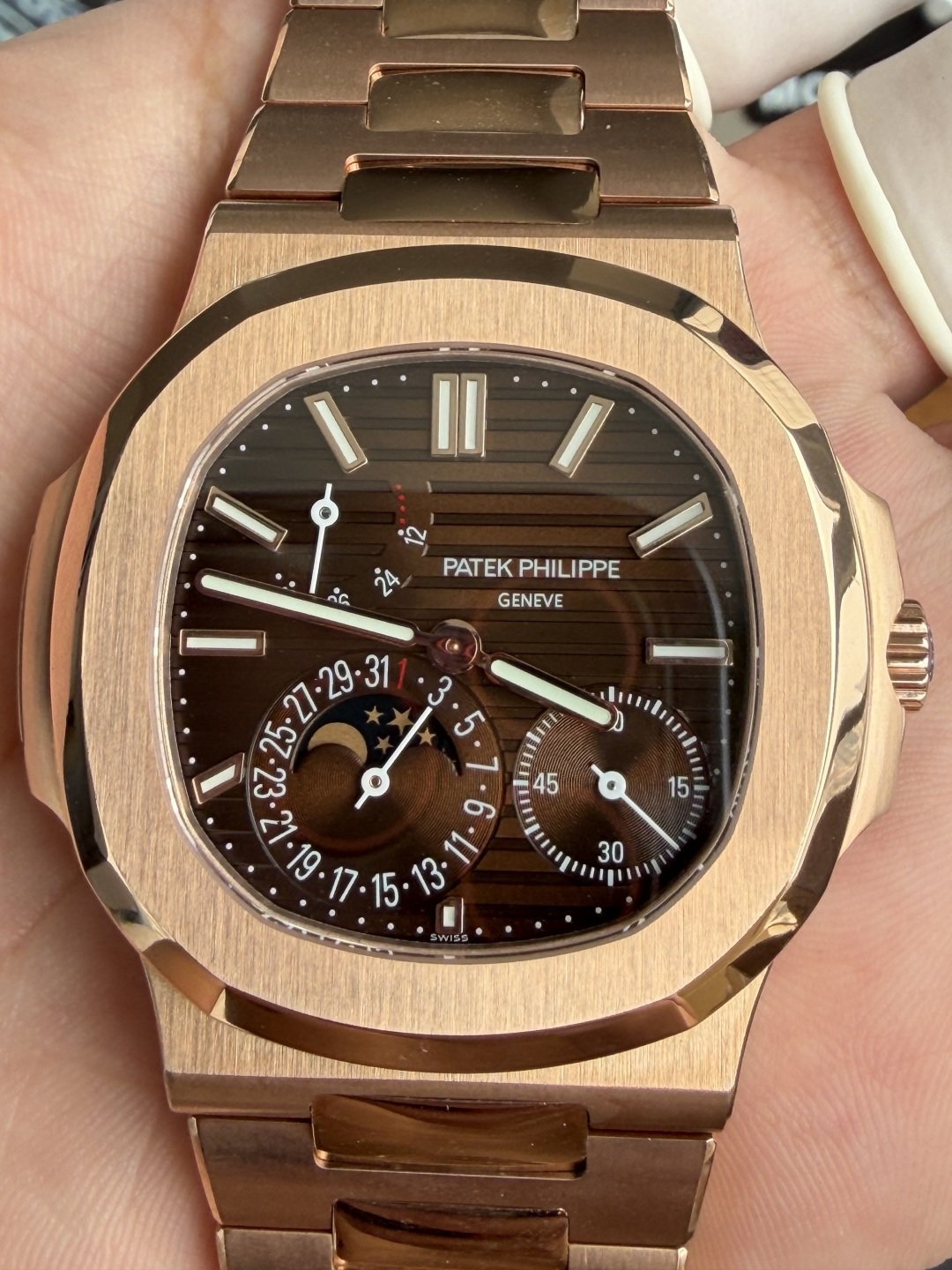 Patek Philippe Nautilus 5712/1R-001 Brown Dial 18K Rose Gold Plating Super Clone Gained Weight 195g UMIF 40mm - 图片 6