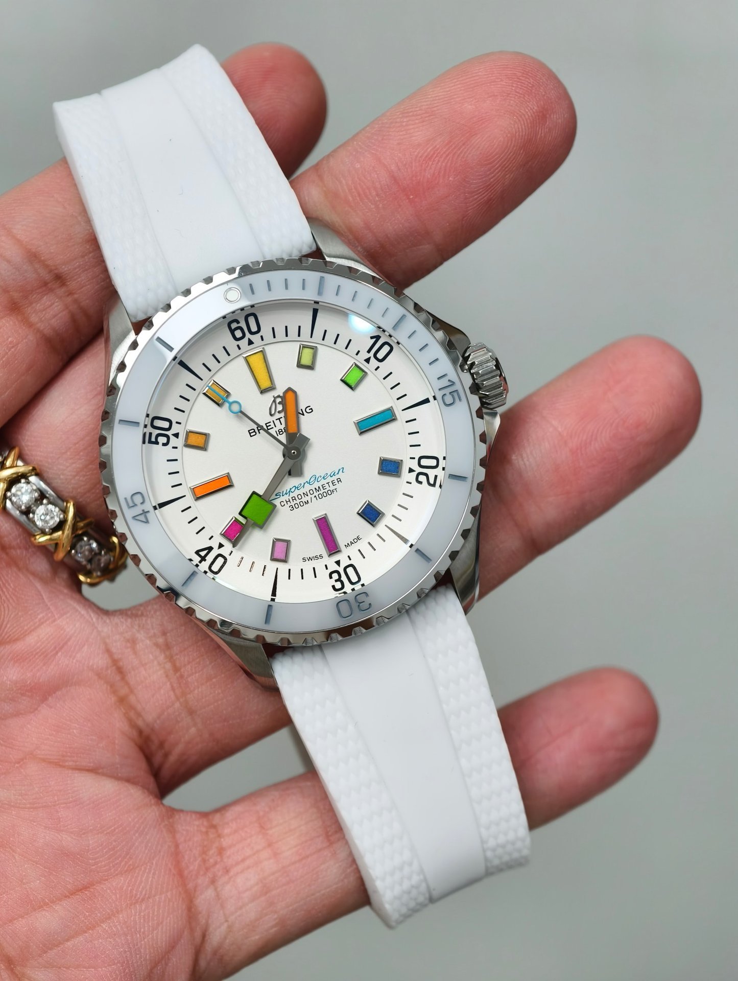 Breitling Superocean Rainbow White Dial A17375A61A1S1 White Rubber Strap 1:1 Best Replica 42mm - 图片 2