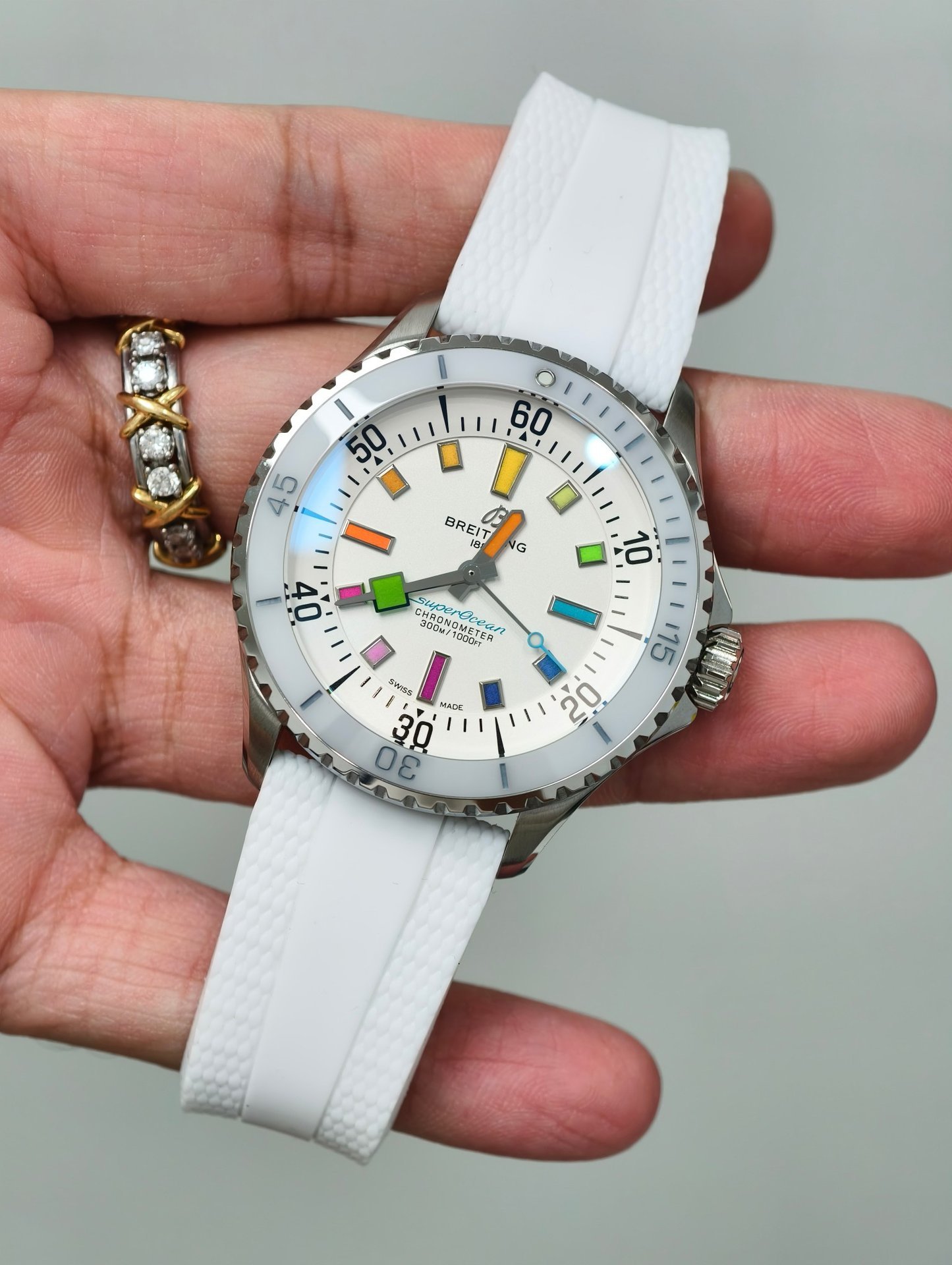 Breitling Superocean Rainbow White Dial A17375A61A1S1 White Rubber Strap 1:1 Best Replica 42mm - 图片 3