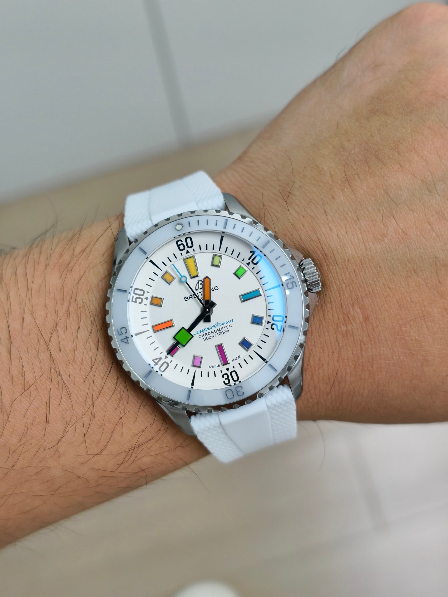 Breitling Superocean Rainbow White Dial A17375A61A1S1 White Rubber Strap 1:1 Best Replica 42mm - 图片 8