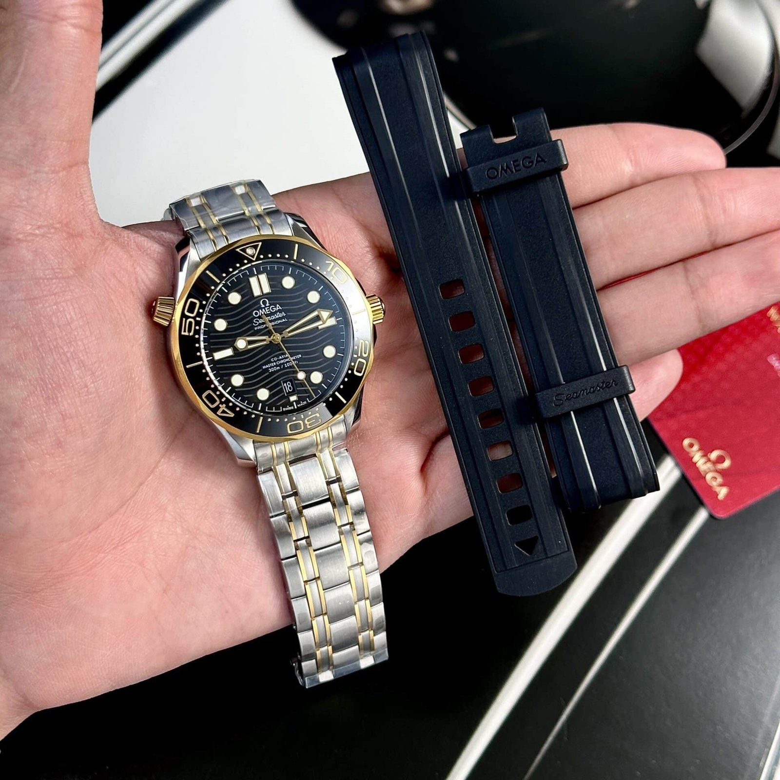 Omega Seamaster Diver 300M Two Tone Yellow Gold Black Dial Super Clone 42mm - 图片 2