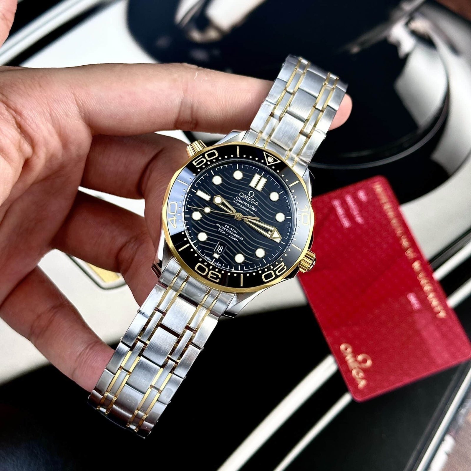Omega Seamaster Diver 300M Two Tone Yellow Gold Black Dial Super Clone 42mm - 图片 3