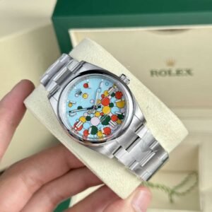 Rolex Oyster Perpetual 124300 Turquoise Blue Celebration-motif Dial Best Replica Clean Factory 41mm