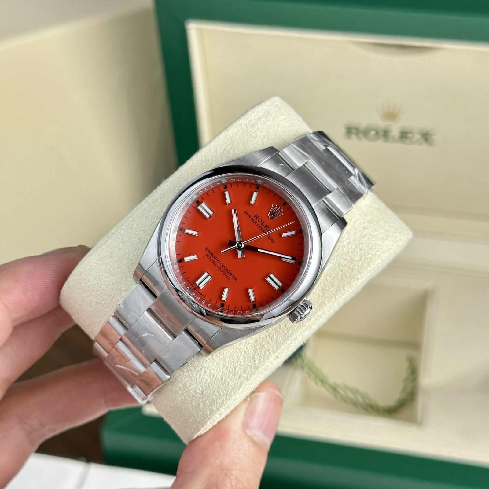 Rolex Oyster Perpetual 41 124300-0007 Red Coral Dial Top Quality Replica Clean Factory - 图片 2