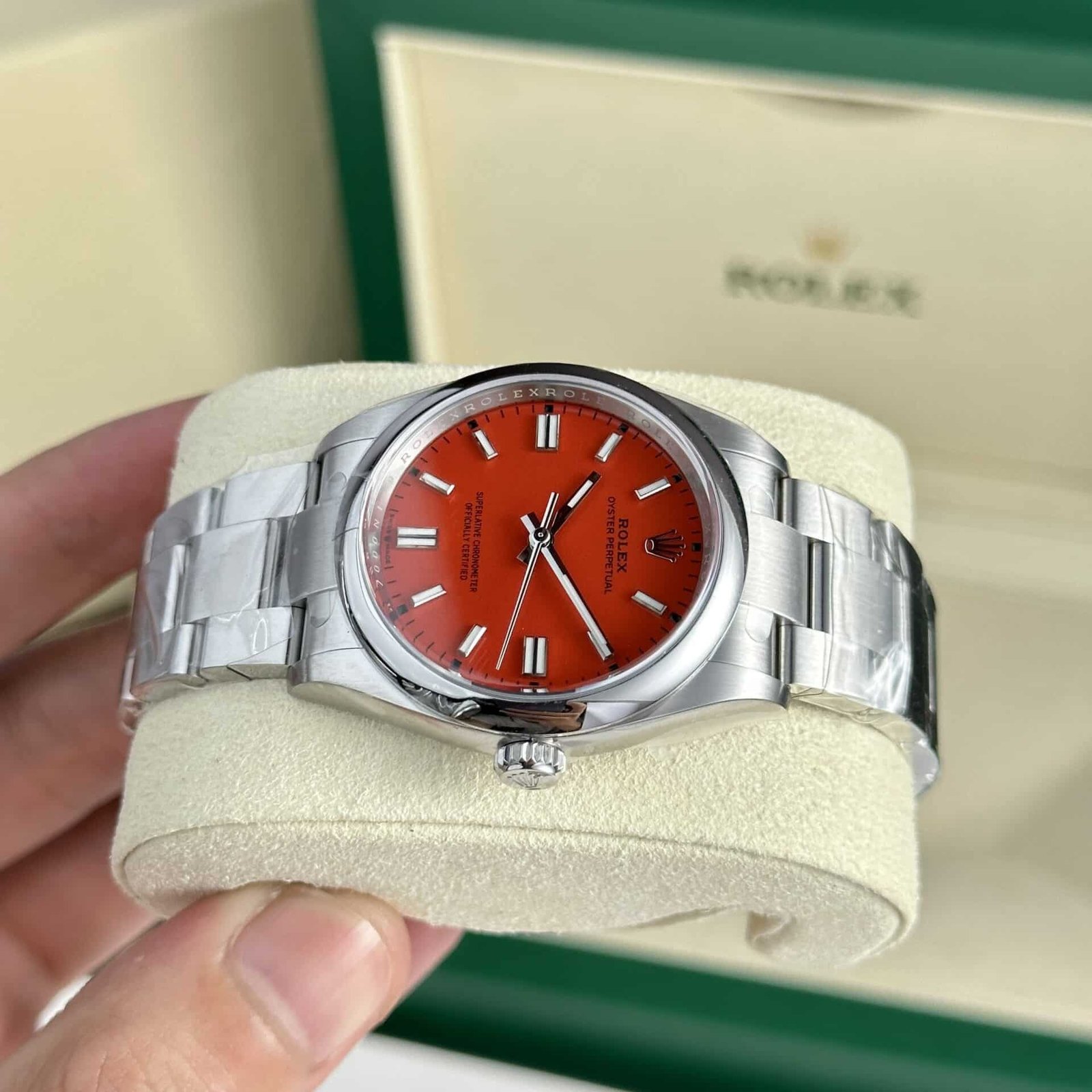 Rolex Oyster Perpetual 41 124300-0007 Red Coral Dial Top Quality Replica Clean Factory - 图片 3