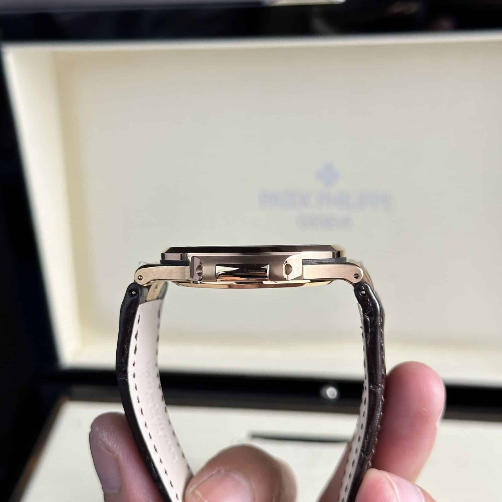 Patek Philippe Nautilus 5711R-001 Rose Gold Grey Dial Leather Strap Best Replica 40mm - 图片 8