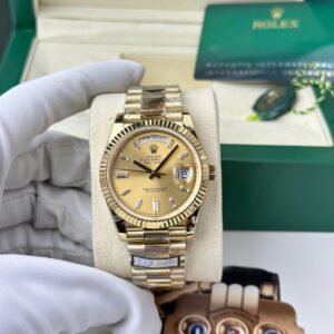 Rolex Day-Date 228238-0005 Yellow Gold Champagne Baguette Dial 184g Best Quality Replica 40mm
