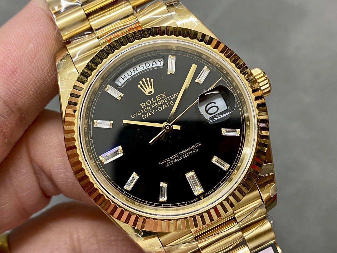 Rolex Day-Date 228238-0004 Yellow Gold Bright Black Diamond-set Dial 184g Best Replica 40mm - 图片 2