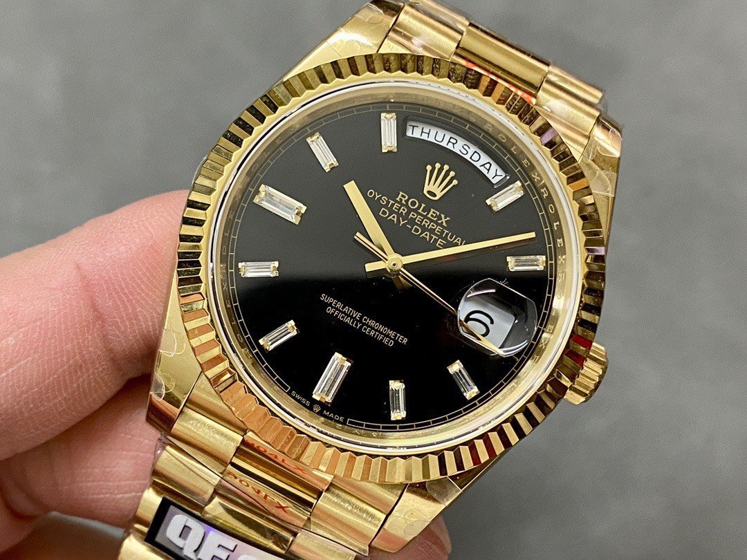 Rolex Day-Date 228238-0004 Yellow Gold Bright Black Diamond-set Dial 184g Best Replica 40mm - 图片 3