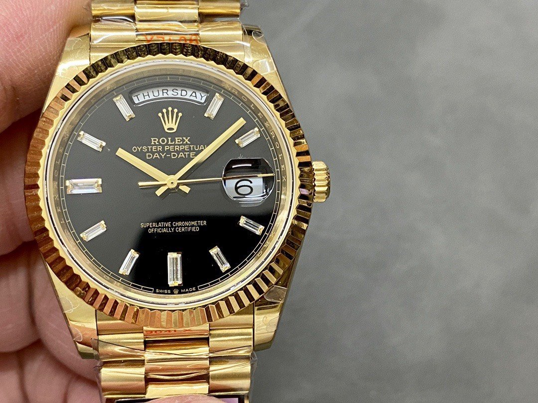 Rolex Day-Date 228238-0004 Yellow Gold Bright Black Diamond-set Dial 184g Best Replica 40mm - 图片 4