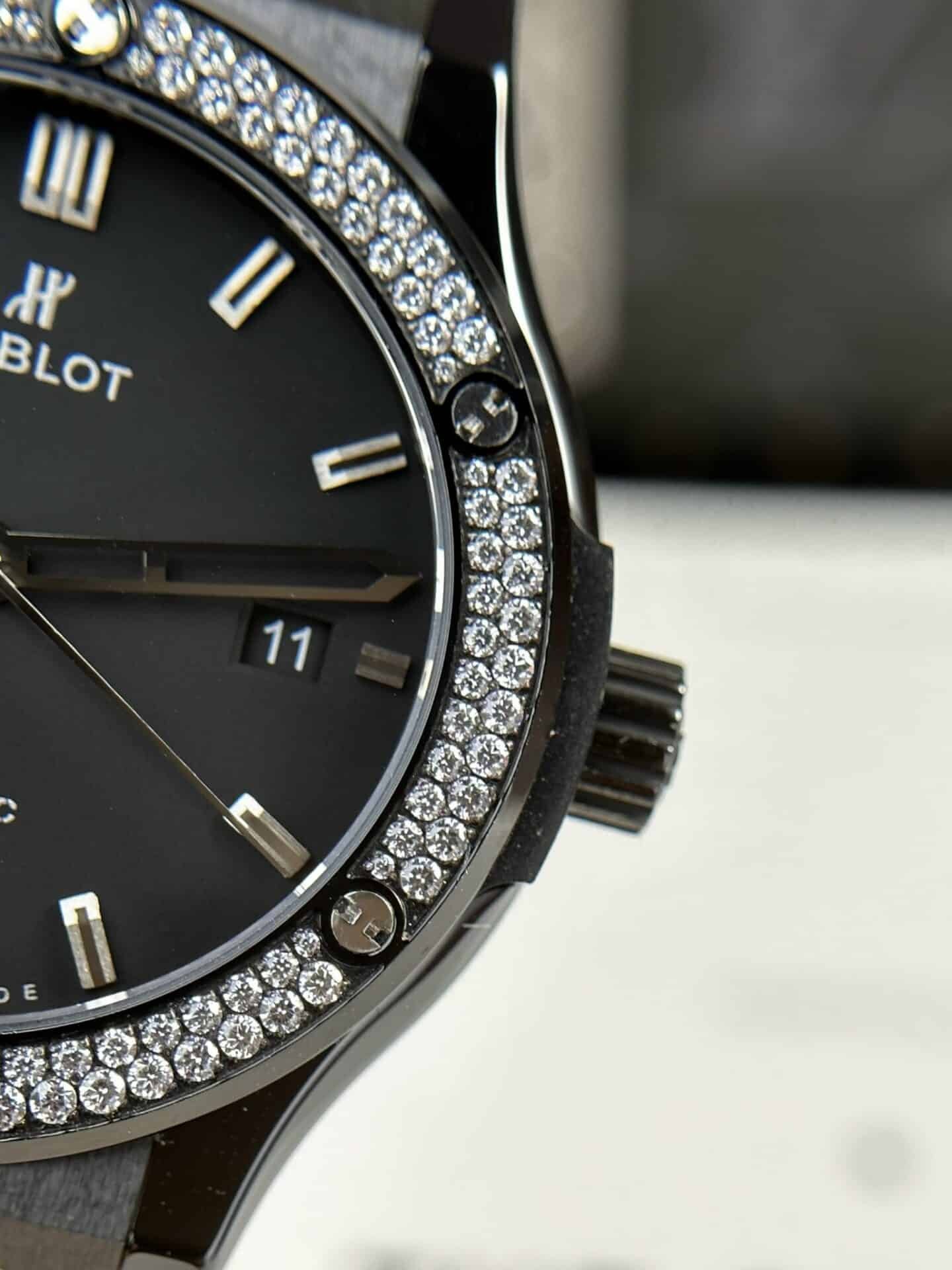 Hublot Classic Fusion Black Magic Diamond Ceramic Case Stone-set Bezel Best Replica JJZ 42mm - 图片 5
