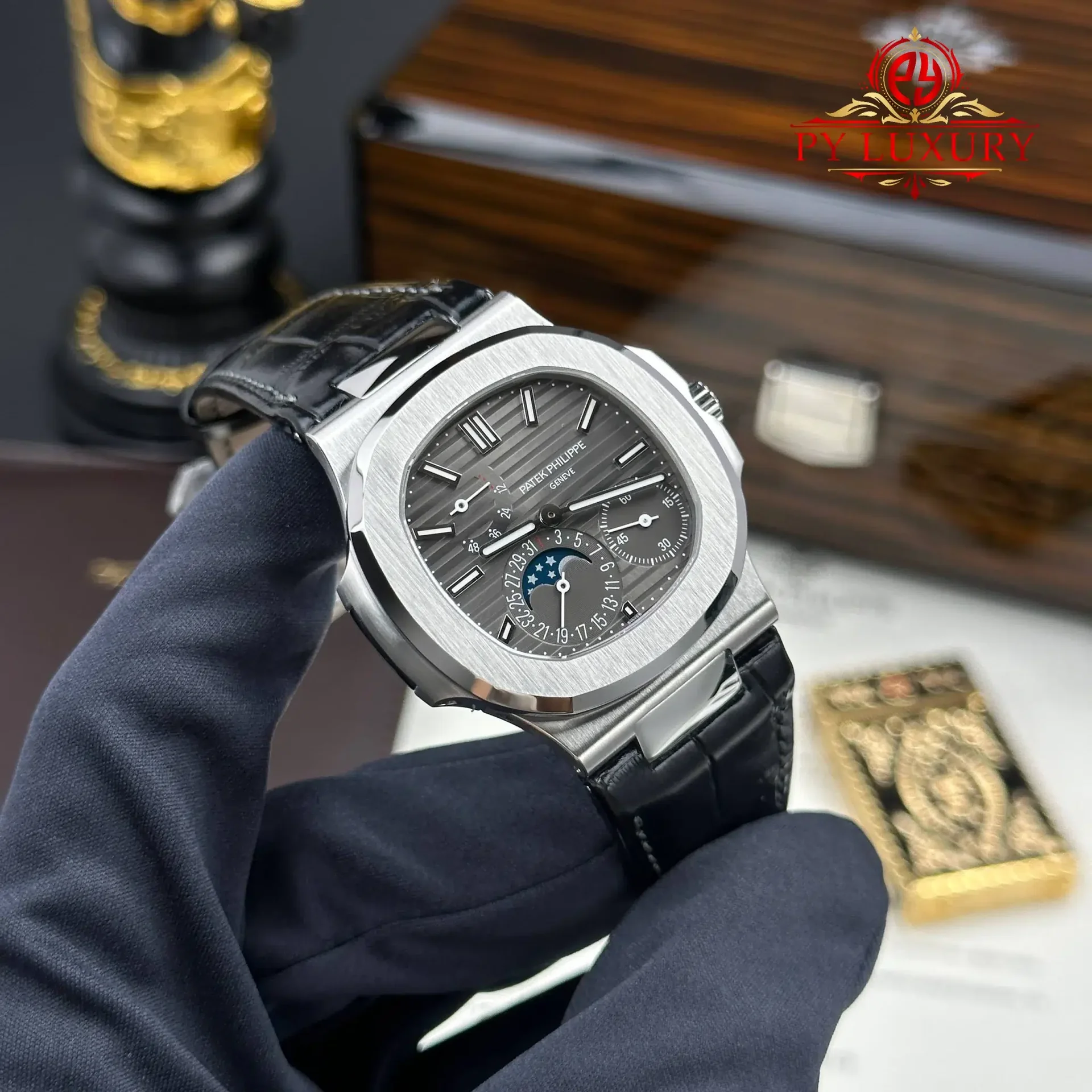 Patek Philippe Nautilus 5712G-001 Grey Dial Leather Strap Best Quality Replica PPF V3 40mm - 图片 2