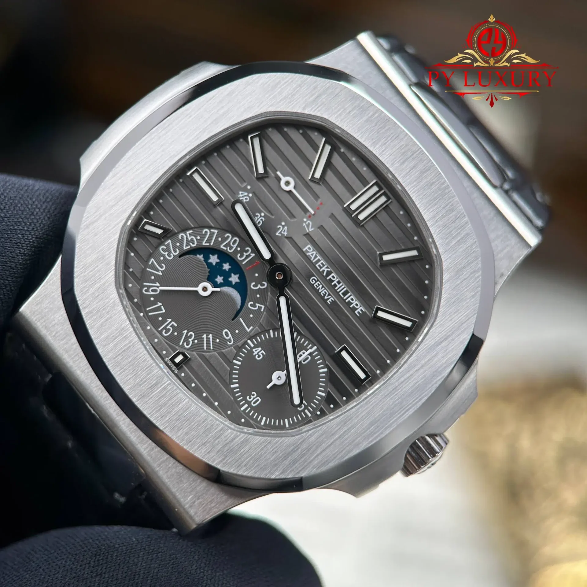 Patek Philippe Nautilus 5712G-001 Grey Dial Leather Strap Best Quality Replica PPF V3 40mm - 图片 3