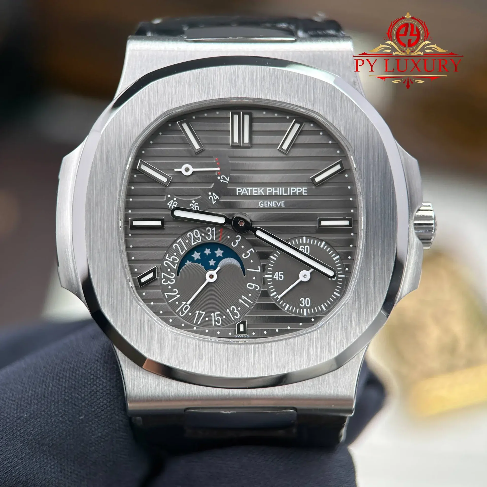 Patek Philippe Nautilus 5712G-001 Grey Dial Leather Strap Best Quality Replica PPF V3 40mm - 图片 4