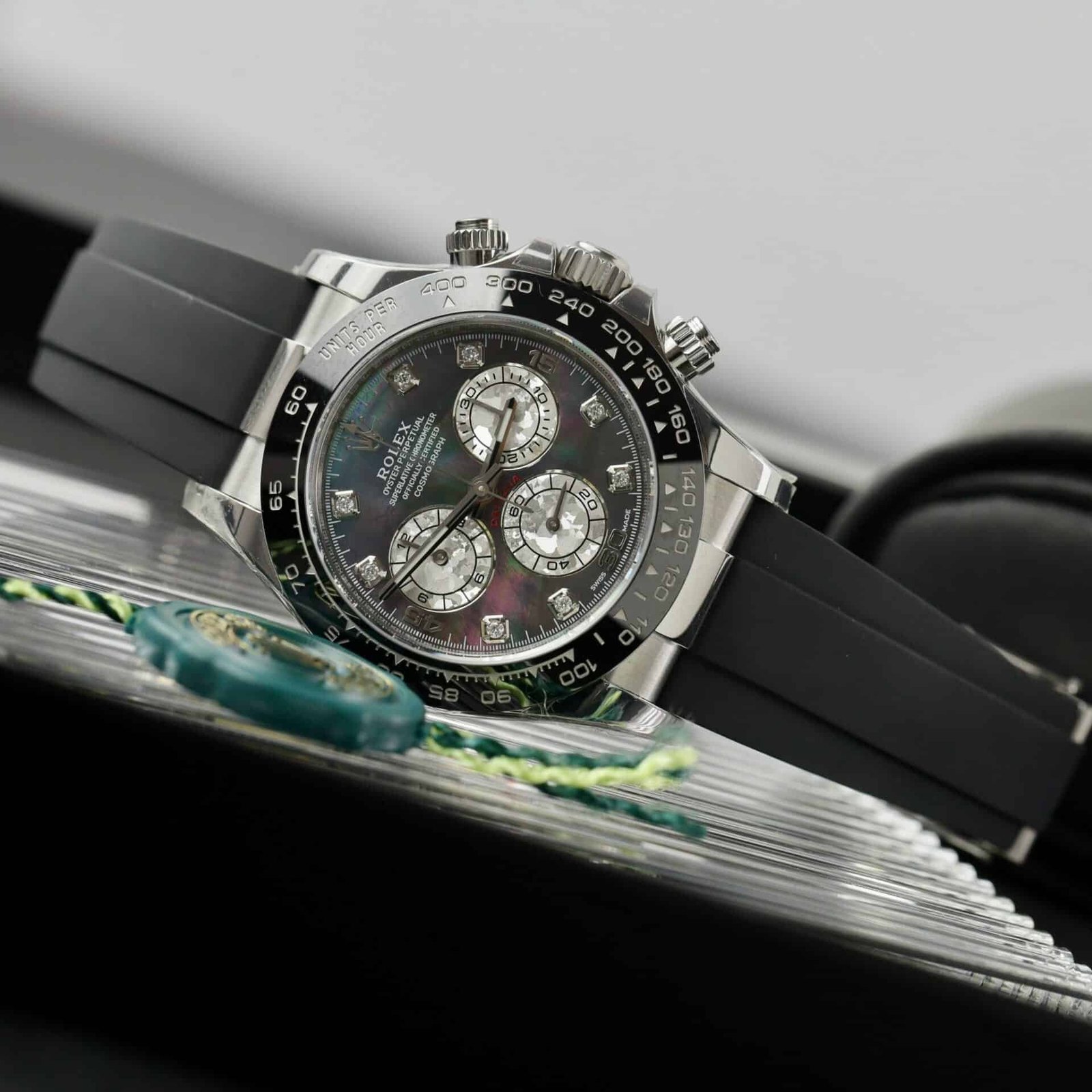 Rolex Daytona Black MOP Dial Moissanite Numerals Super Clone 40mm - 图片 3