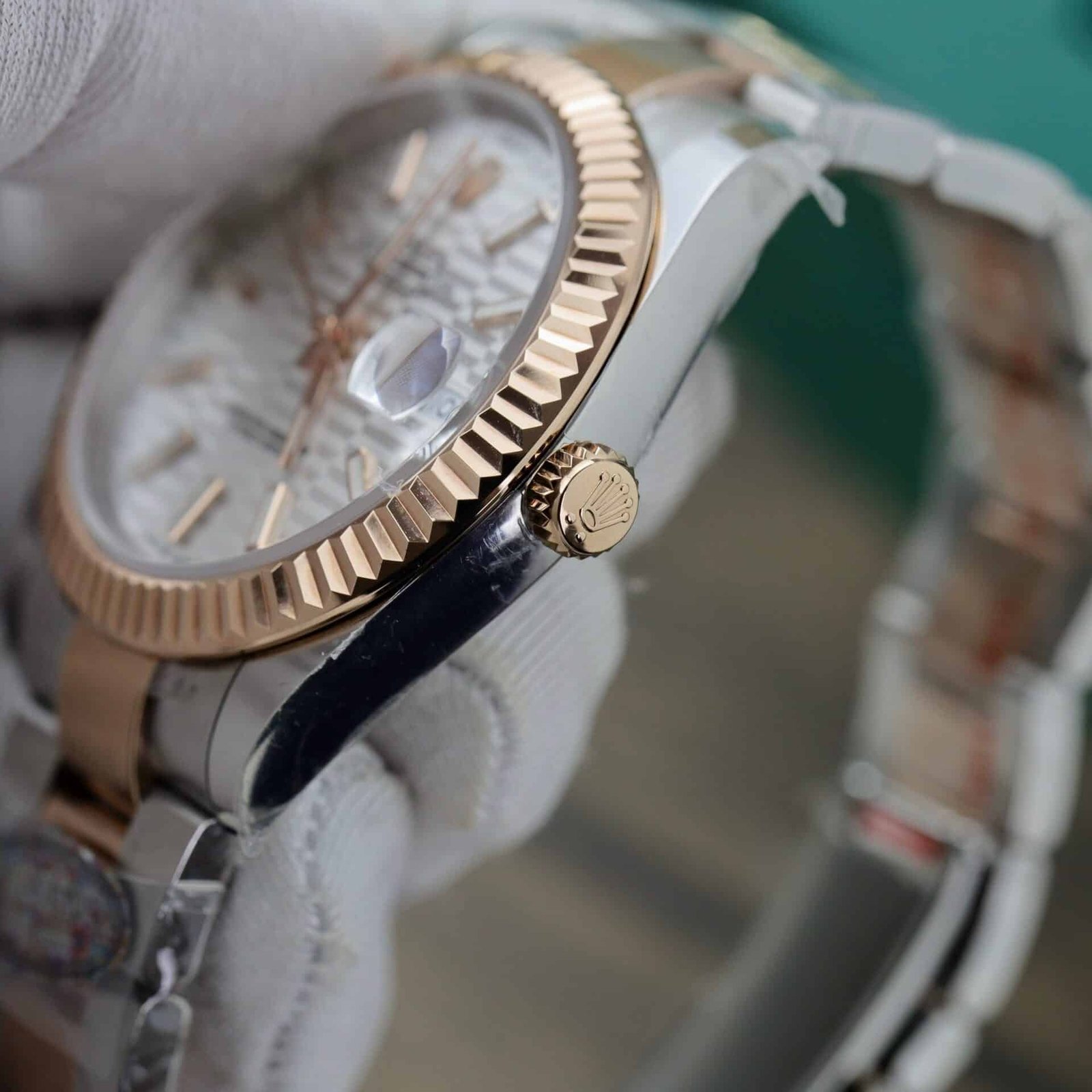 Rolex Datejust 41 Two Tone Rose Gold Silver Motif Dial Oyster Bracelet Best Replica Clean Factory 41mm - 图片 6