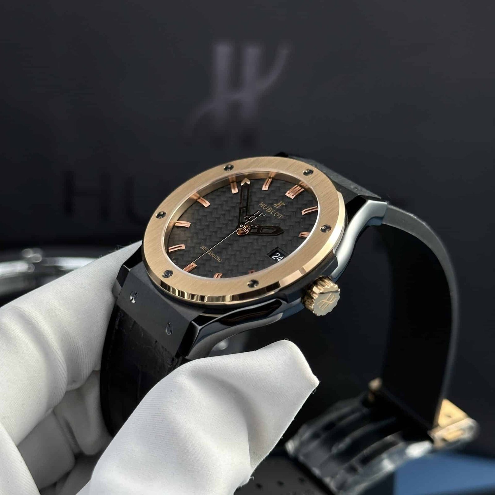 Hublot Classic Fusion Ceramic King Gold Carbon Dial Super Clone 42mm - 图片 4
