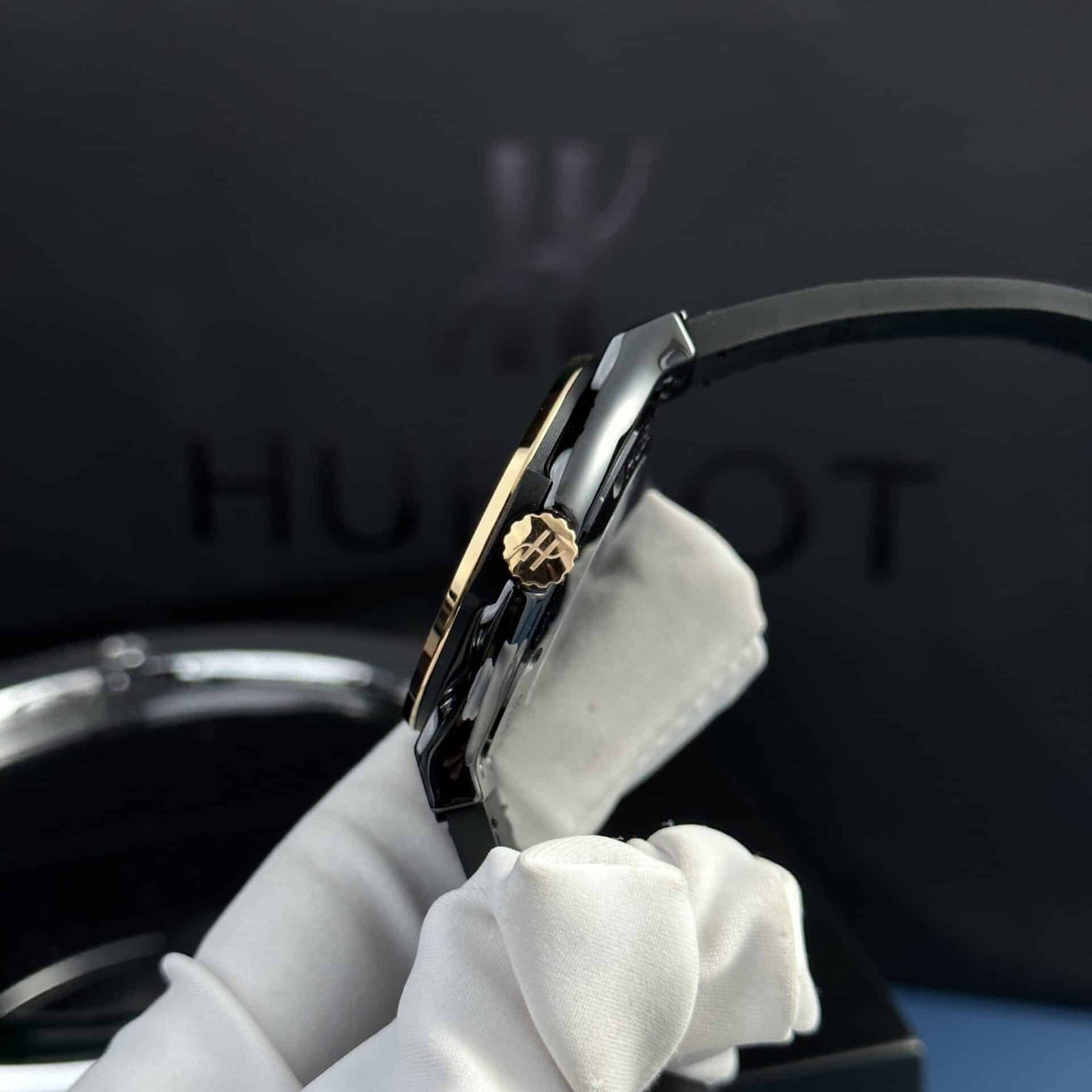 Hublot Classic Fusion Ceramic King Gold Black Dial Leather Super Clone 42mm - 图片 5