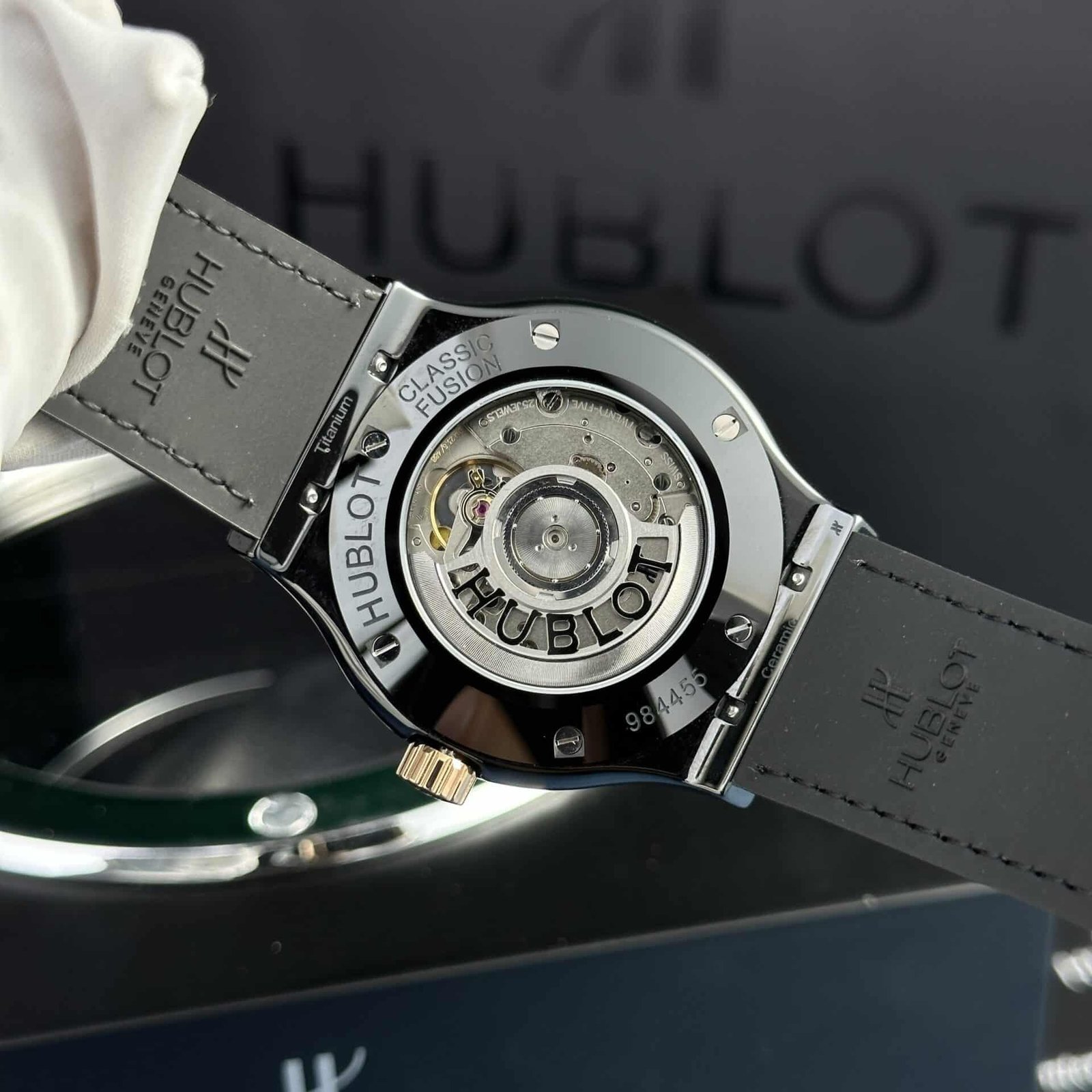 Hublot Classic Fusion Ceramic King Gold Black Dial Leather Super Clone 42mm - 图片 7