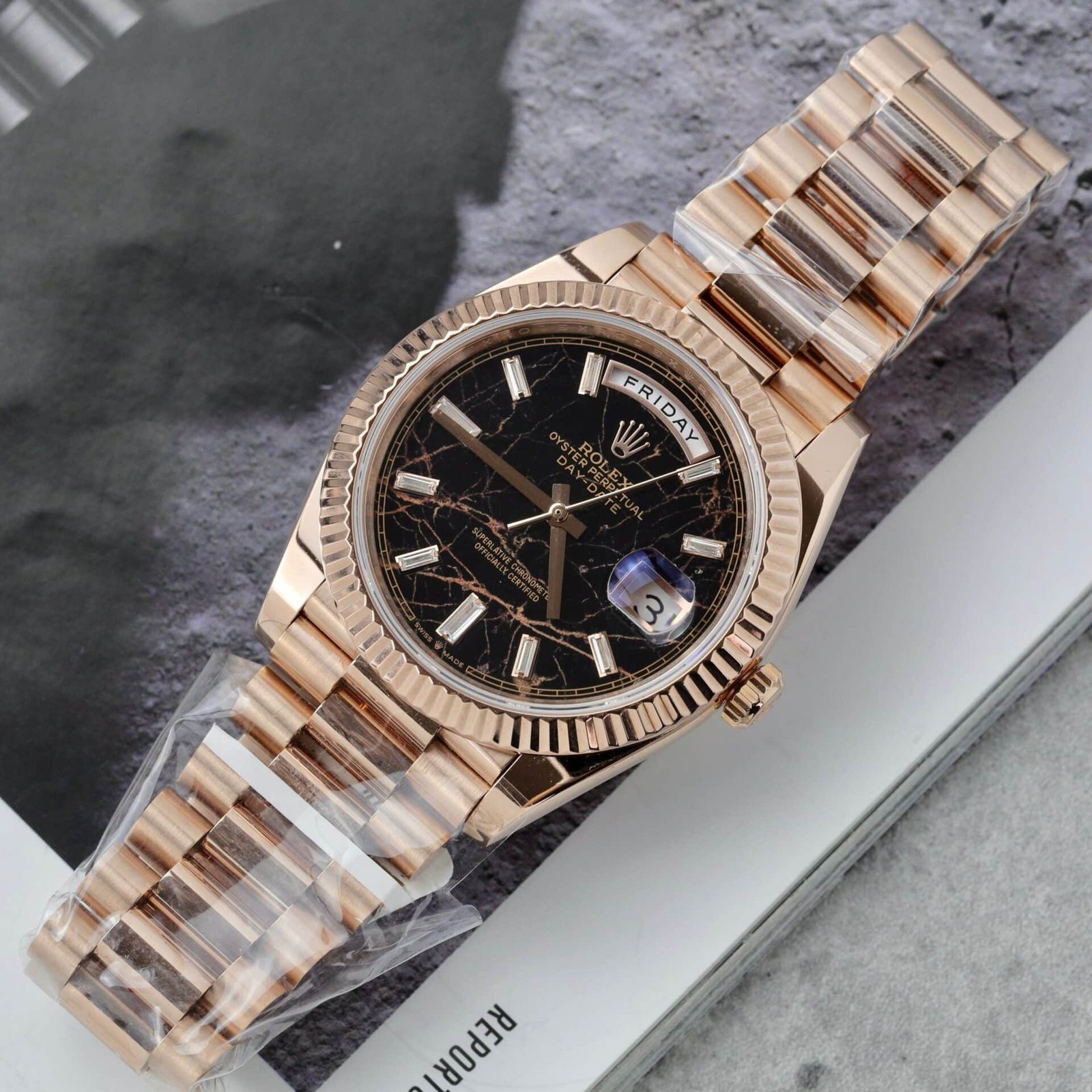 Rolex Day-Date 228235 Eisenkiesel Dial 18K Yellow Gold Wrapped 176g GMF V3 Super Clone 40mm - 图片 3
