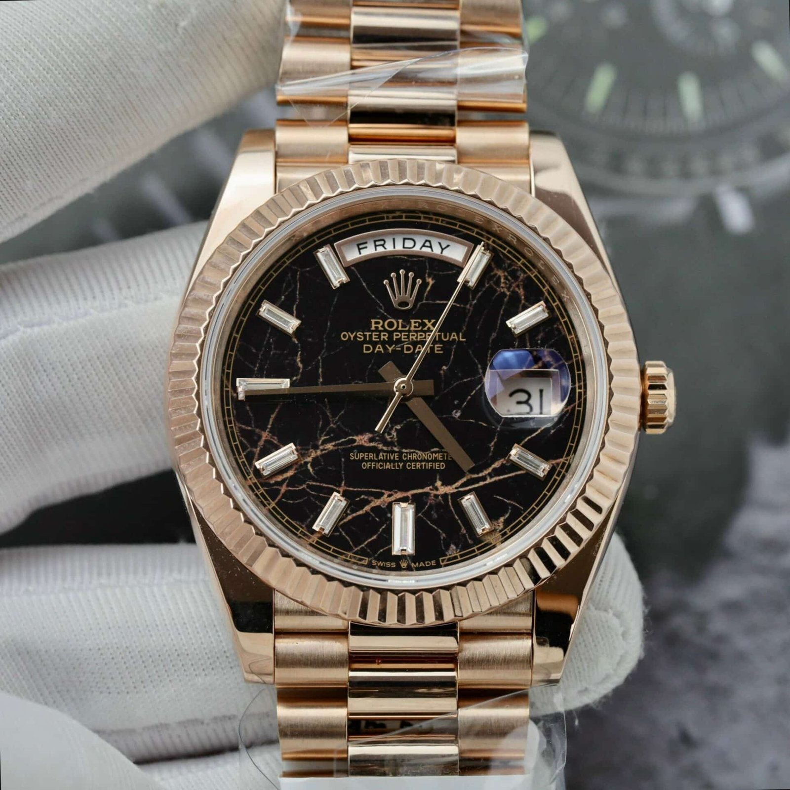 Rolex Day-Date 228235 Eisenkiesel Dial 18K Yellow Gold Wrapped 176g GMF V3 Super Clone 40mm - 图片 4