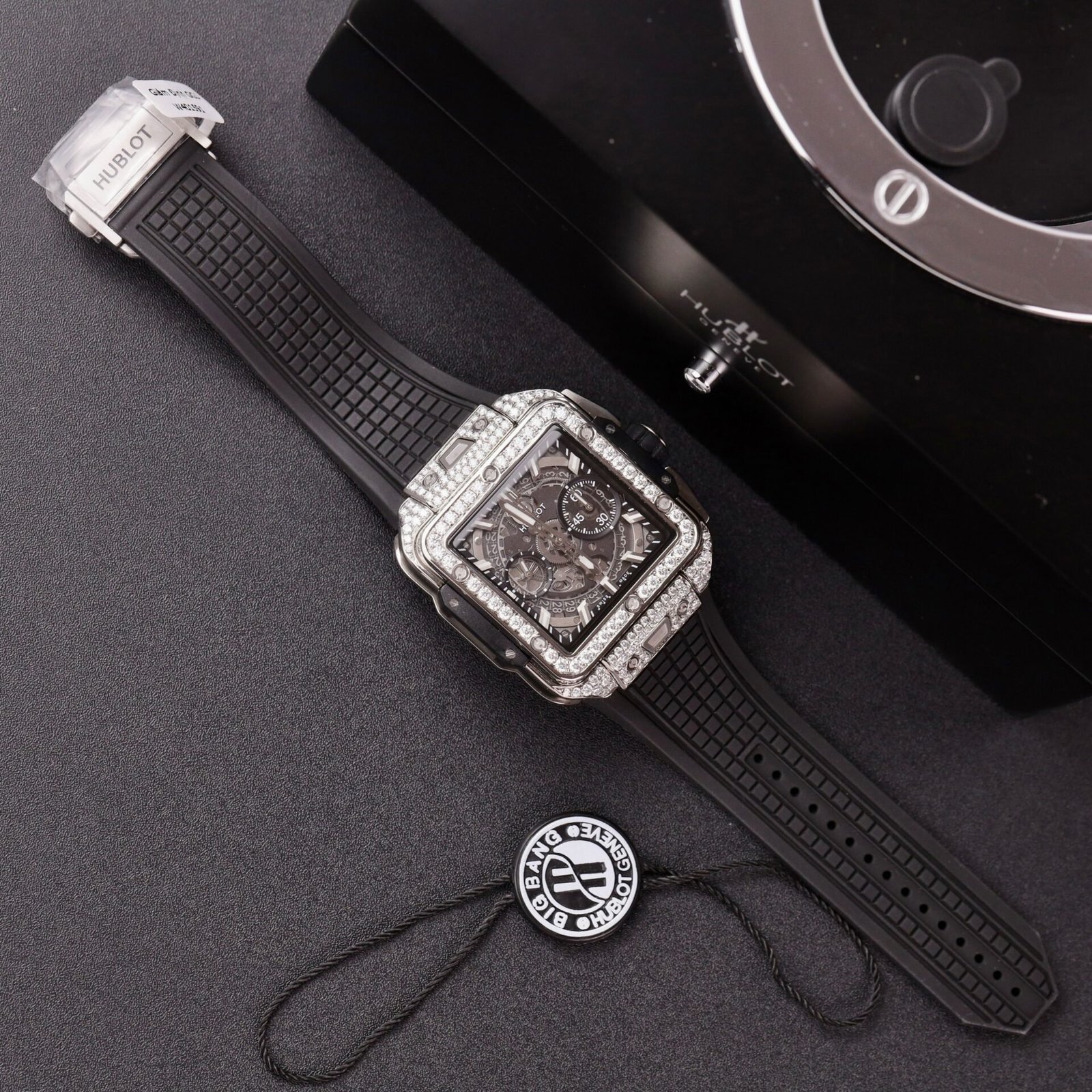 Hublot Square Bang Titanium Iced Out Moissanite Top Quality Replica 42mm - 图片 2