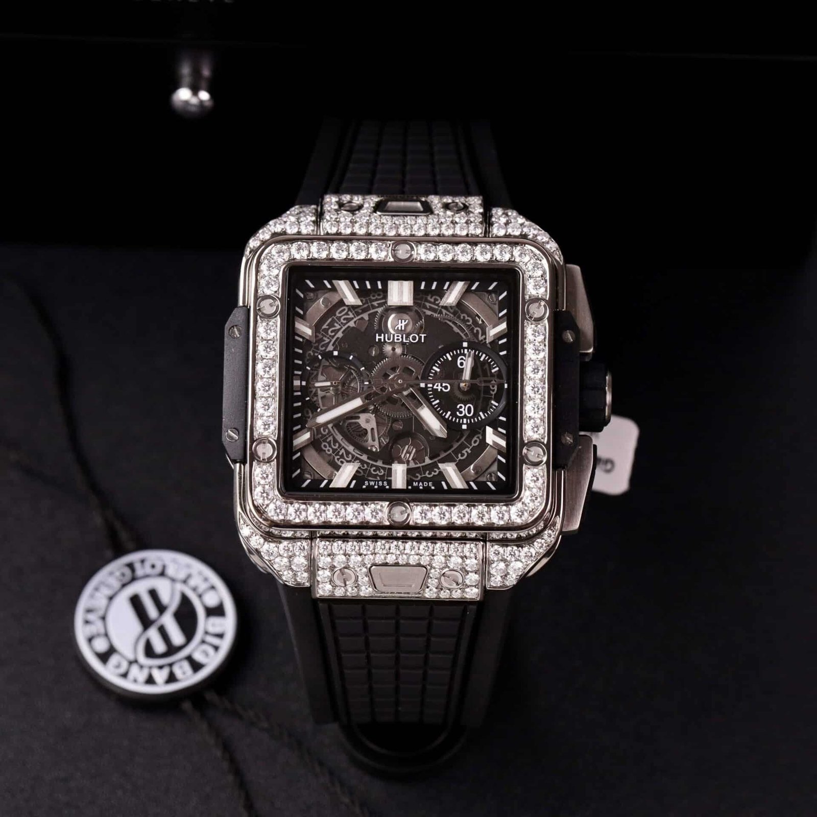 Hublot Square Bang Titanium Iced Out Moissanite Top Quality Replica 42mm - 图片 4