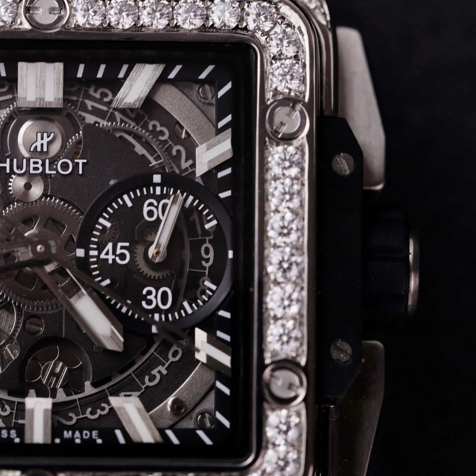 Hublot Square Bang Titanium Iced Out Moissanite Top Quality Replica 42mm - 图片 6