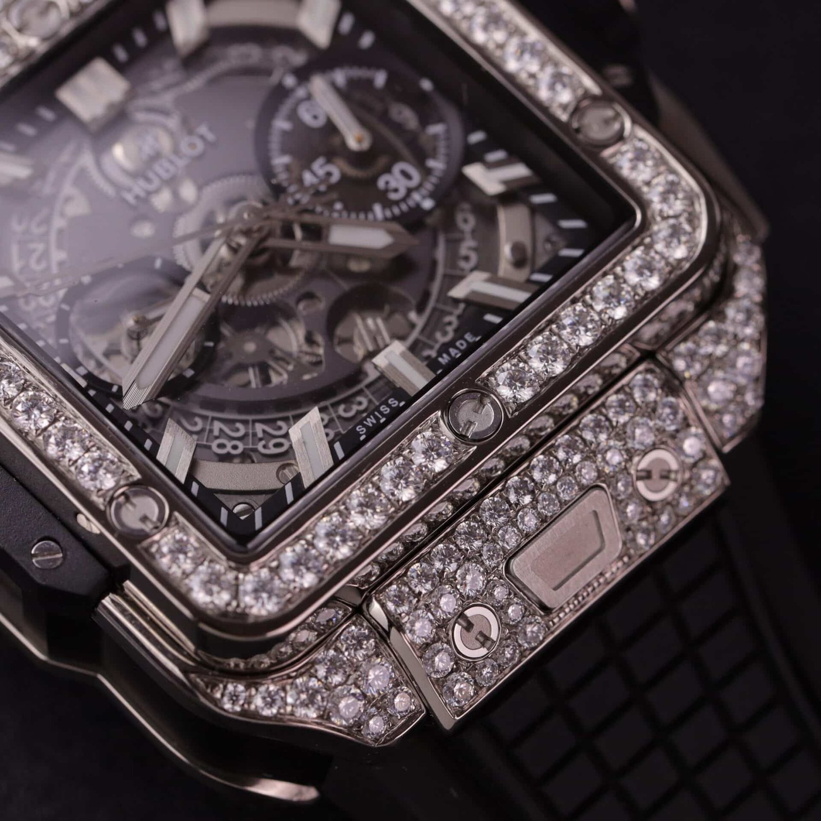 Hublot Square Bang Titanium Iced Out Moissanite Top Quality Replica 42mm - 图片 7