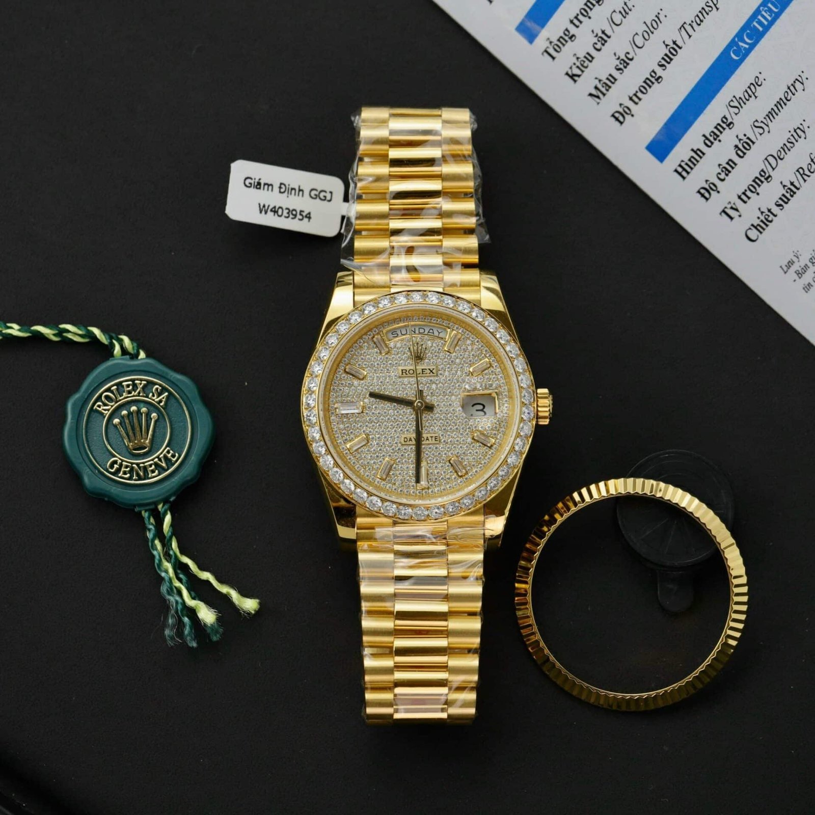 Rolex Day-Date 228348RBR-0037 Diamond Paved Dial 18k Gold Wrapped Customized Moissanite GMF V3 Super Clone 40mm - 图片 2