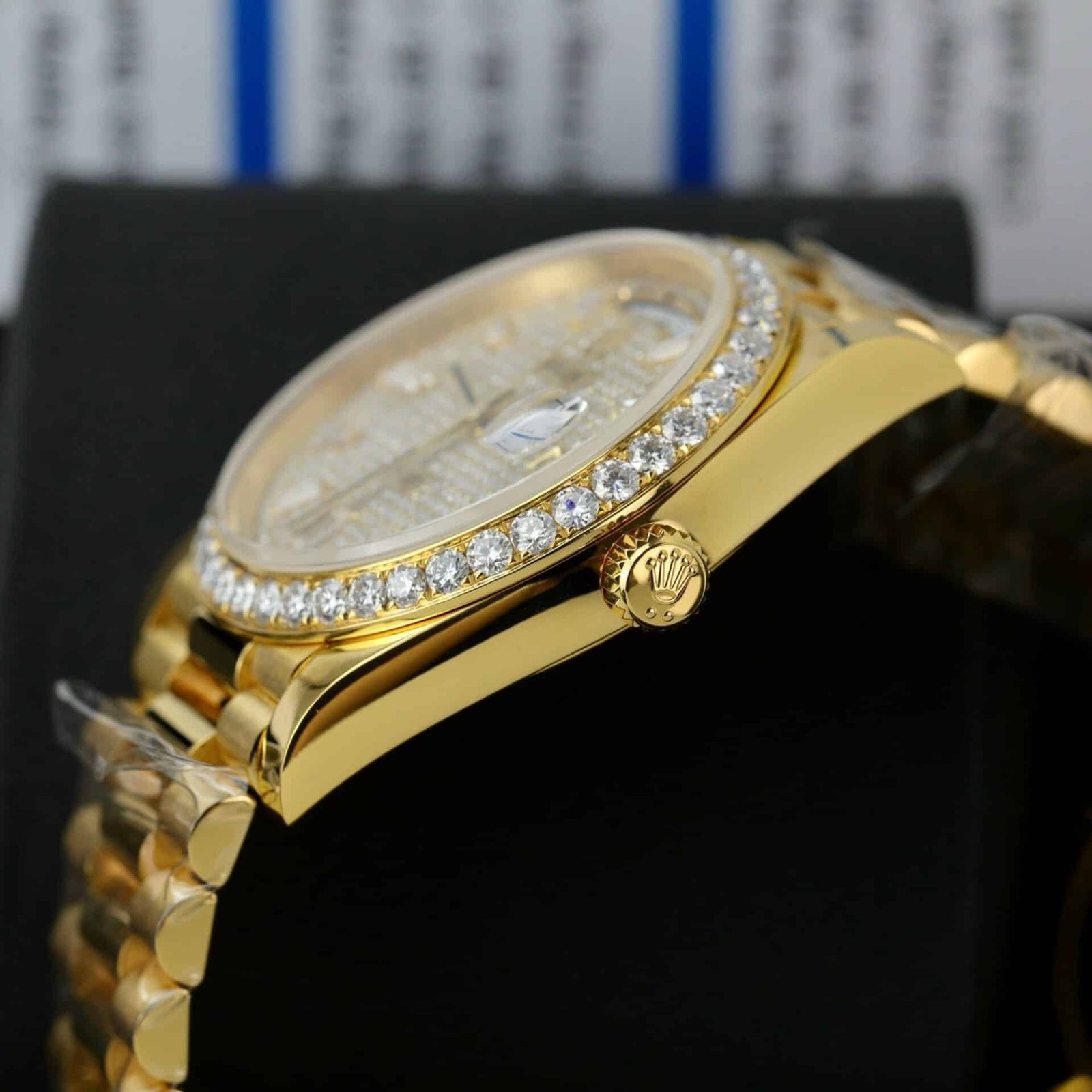 Rolex Day-Date 228348RBR-0037 Diamond Paved Dial 18k Gold Wrapped Customized Moissanite GMF V3 Super Clone 40mm - 图片 8