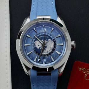 Omega Aqua Terra GMT Worldtimer Summer Blue Rubber Strap Best Replica VSF 43mm