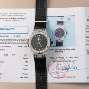 Hublot Classic Fusion Titanium Diamond Pavé Black Dial Custom Moissanite Super Clone JJF 38mm