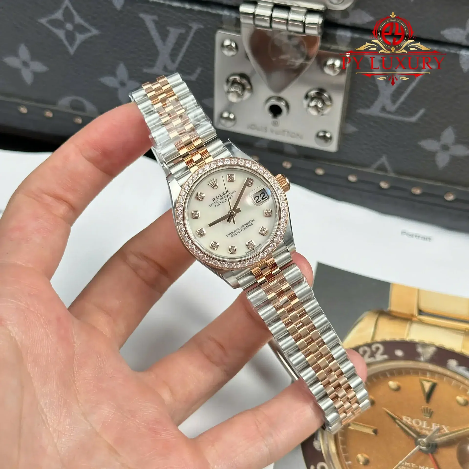 Rolex Datejust 278381RBR-0026 Two Tone Rose Gold MOP Diamond Dial Diamond Bezel Jubilee 1:1 Replica THBF 31mm - 图片 2