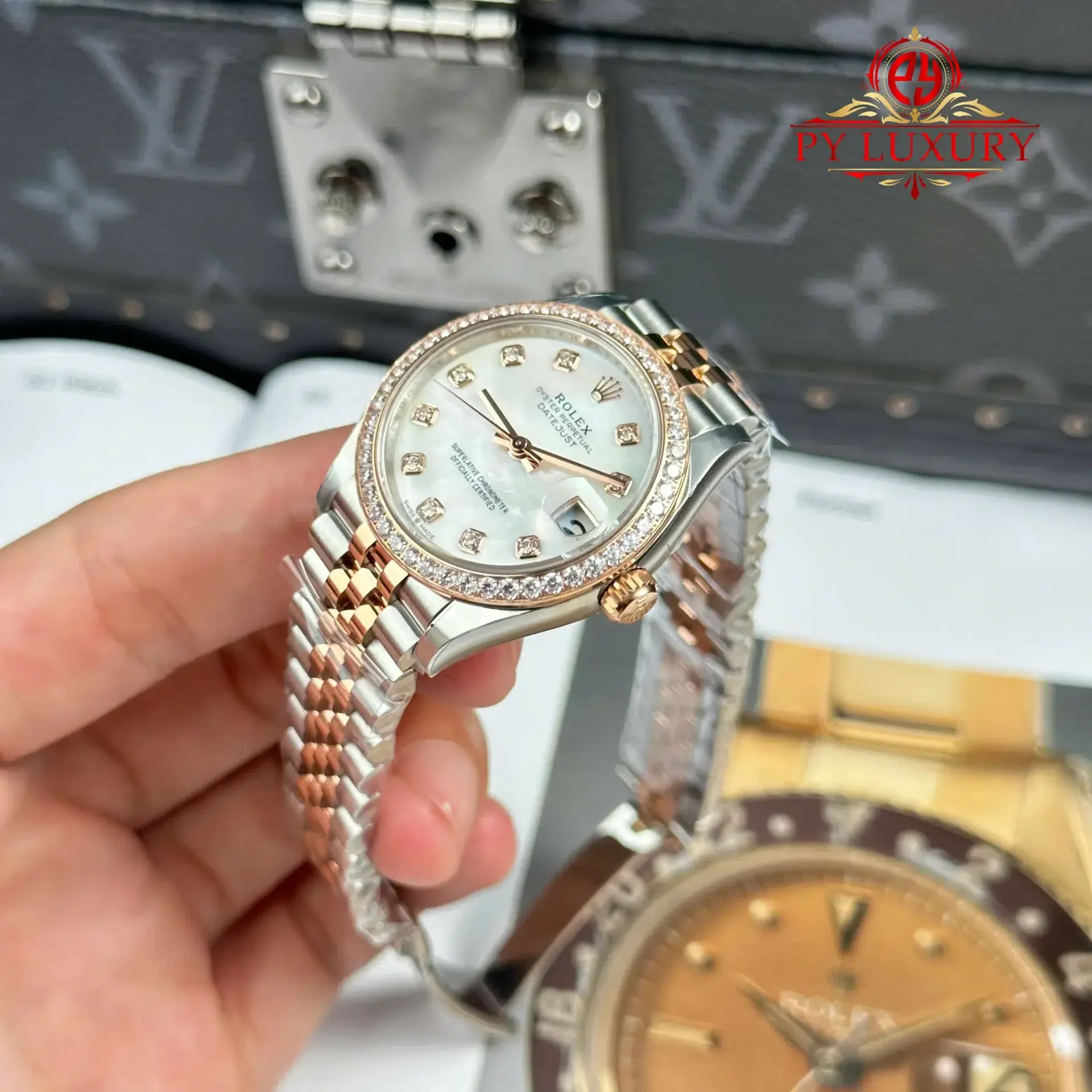 Rolex Datejust 278381RBR-0026 Two Tone Rose Gold MOP Diamond Dial Diamond Bezel Jubilee 1:1 Replica THBF 31mm - 图片 3